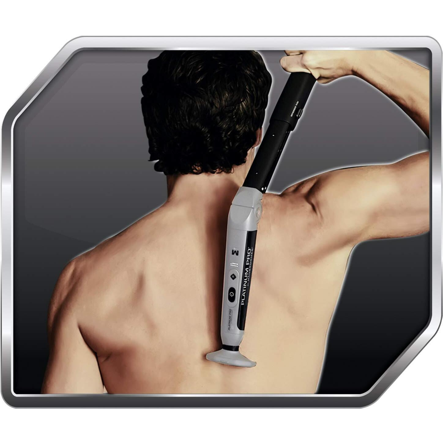 Platinum Pro By Mangroomer New Back Shaver With 3 Shock Absorber Flex Heads, Power Hinge, Extreme Reach Handle & Bonus Case (Generation 8.0), 4 Piece Set