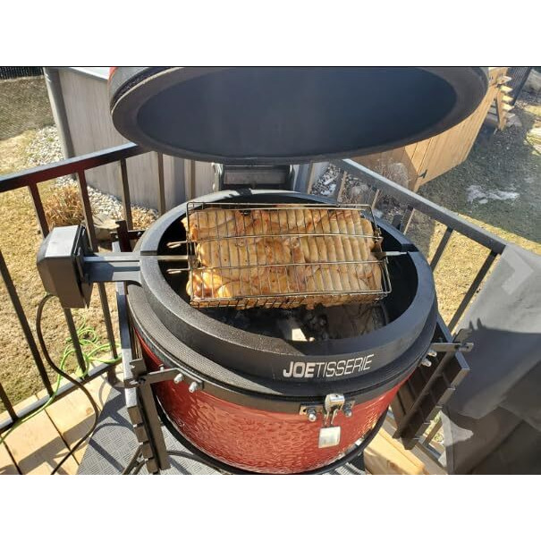 Onlyfire 6042 Bbq Stainless Steel Flat Spit Rotisserie Grill Basket For Any Grill, Fits 1/2 "" Hexagon, 3/8 "" Hexagon, 3/8 "" Square&5/16 "" Square Rotisserie Spit Rods