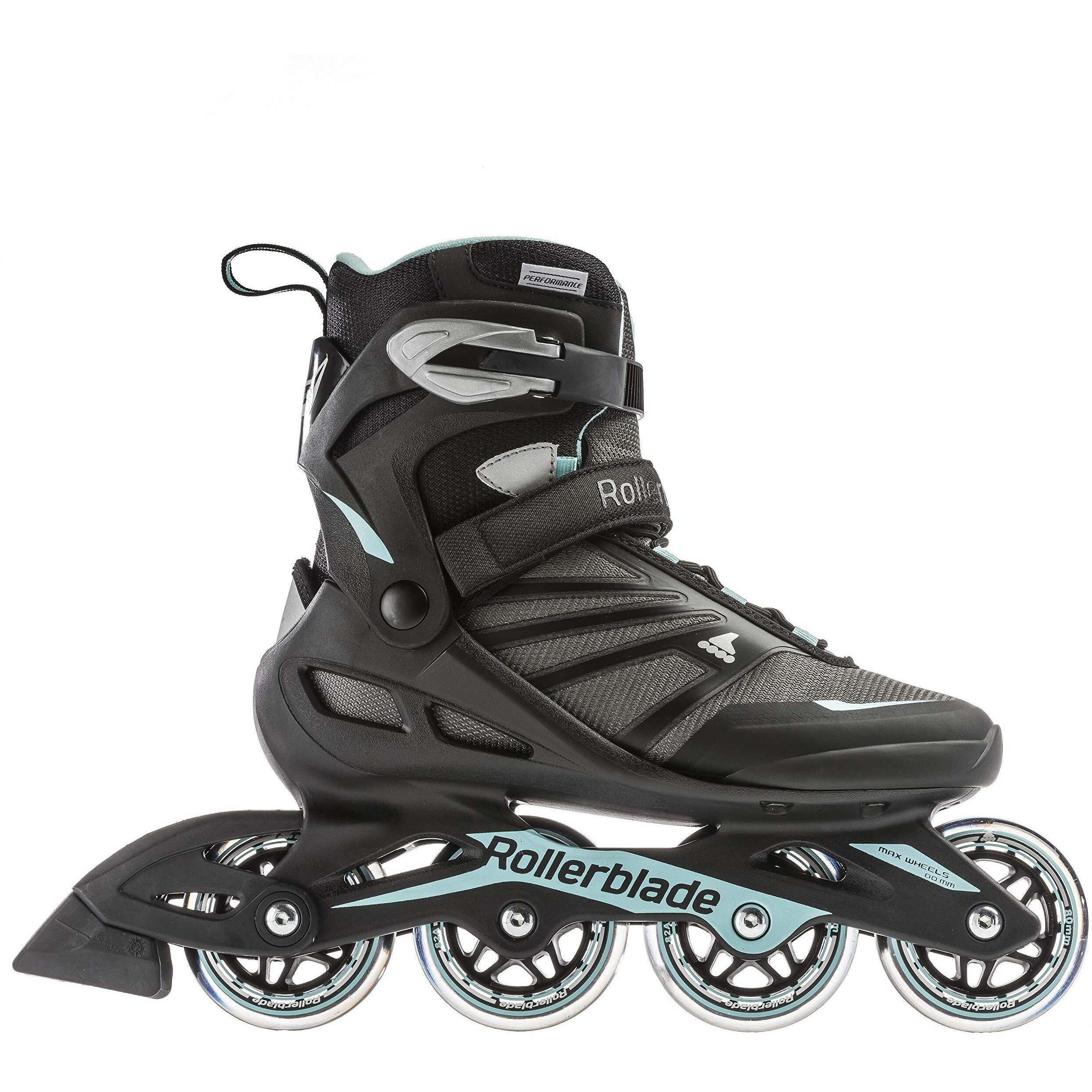 Rollerblade Zetrablade Women's Adult Fitness Inline Skate, Black/Light Blue, Us Women's 9