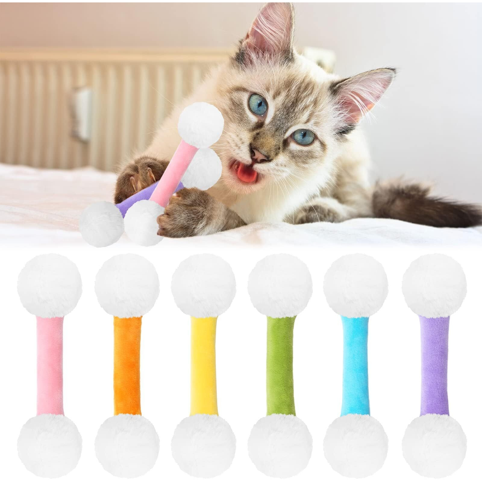 Ciyvolyeen Swabs Catnip Toys Set Of 6 Soft Plush Kicker Toys - Interactive Kitty Kick Sticks For Cat Lovers Gift - Sturdy Teething Chew Toy