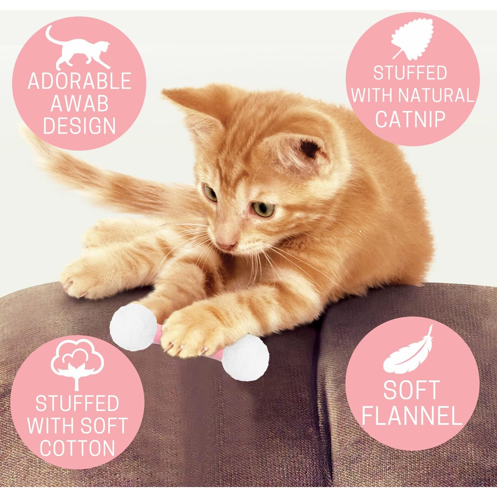 Ciyvolyeen Swabs Catnip Toys Set Of 6 Soft Plush Kicker Toys - Interactive Kitty Kick Sticks For Cat Lovers Gift - Sturdy Teething Chew Toy