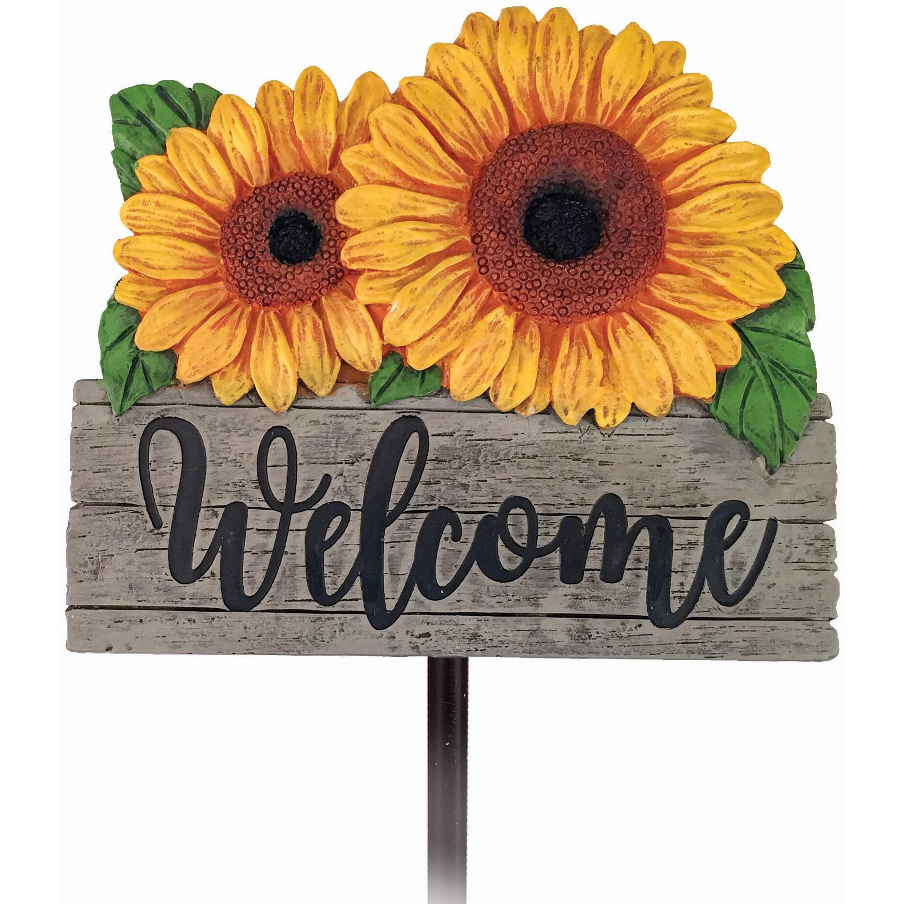 Spoontiques - Sunflower Welcome Garden Stake - Garden D      Cor - Decorative Stake For Lawn And Yard - Multicolored