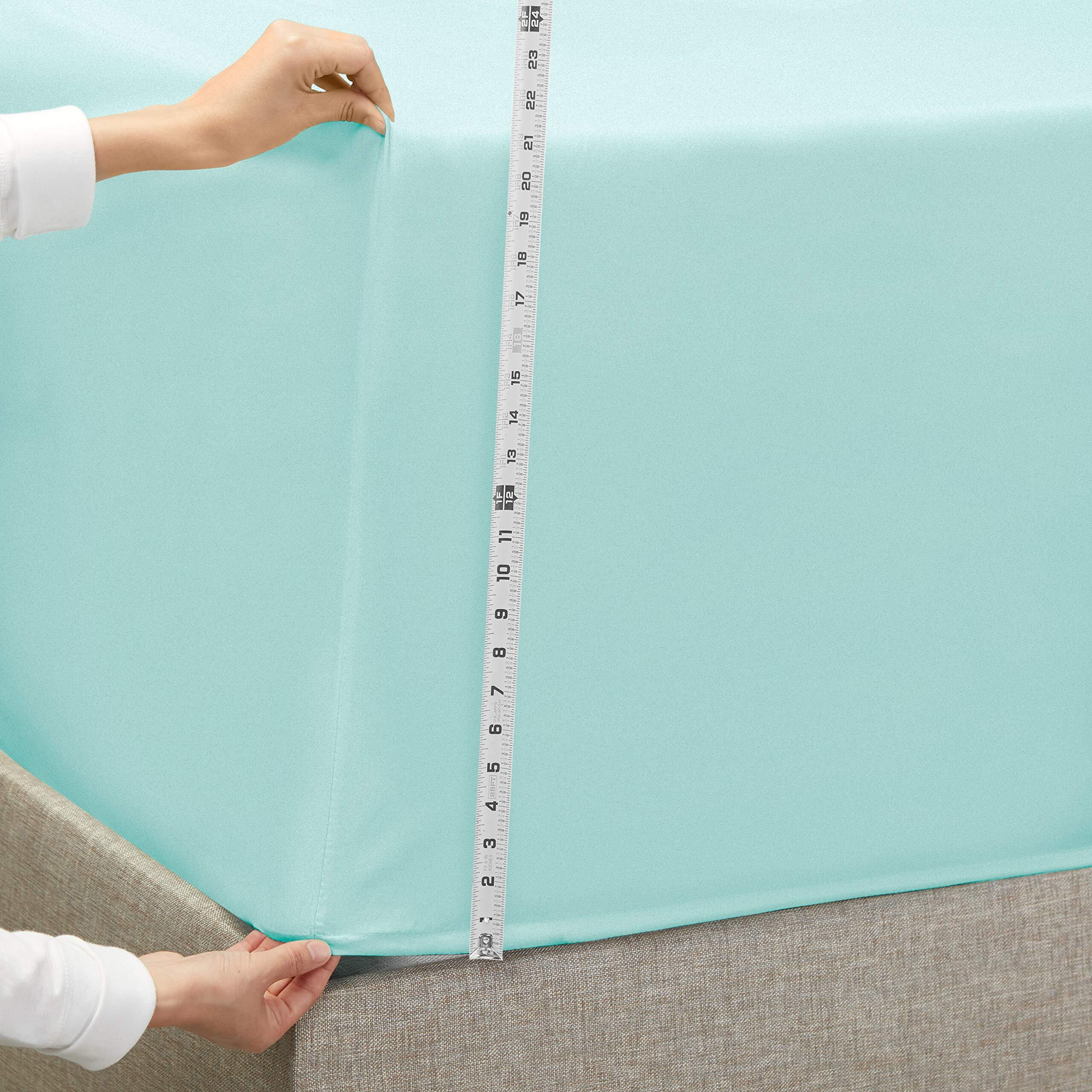 Empyrean Extra Deep Pocket Queen Fitted Sheet, 24 "" Deep Pocket Queen Sheet With Bonus 2 Pillowcases, 3 Pc Fitted Sheet Queen Size, Queen Sheets Deep Pocket With 4 Corner Elastic Strap, Light Blue