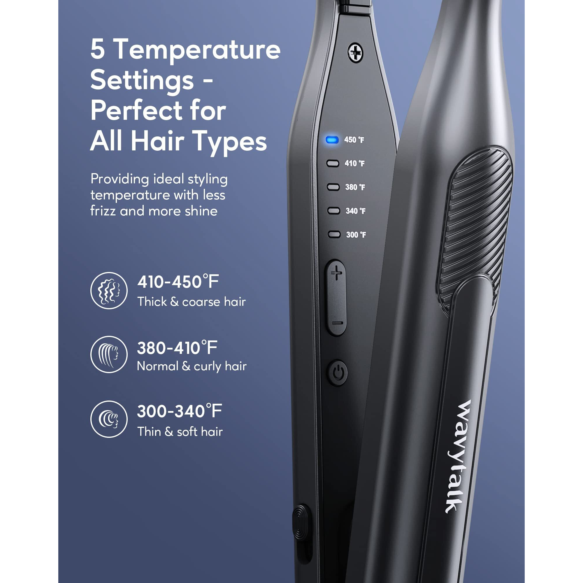 Wavytalk Pencil Flat Iron, 3/10 "" Small Iron For Short Hair, Pixie Cut And Bangs, Tiny Beard Straightener With Dual Voltage & Adjustable Temp, Mini Hair Edges Heating Up In 15S