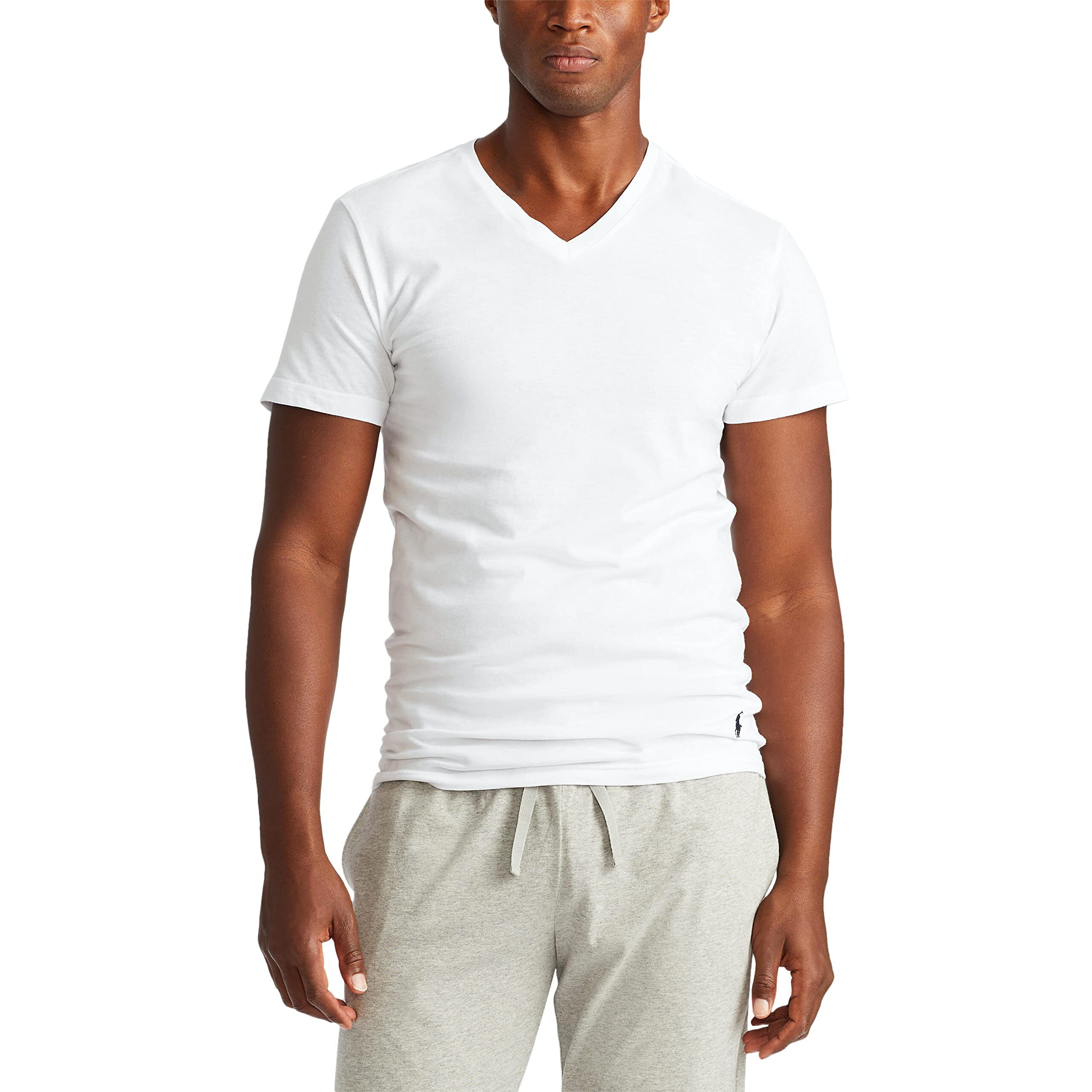 Polo Ralph Lauren Underwear Men's 3 Pack Slim Fit V Neck Tees, White, M