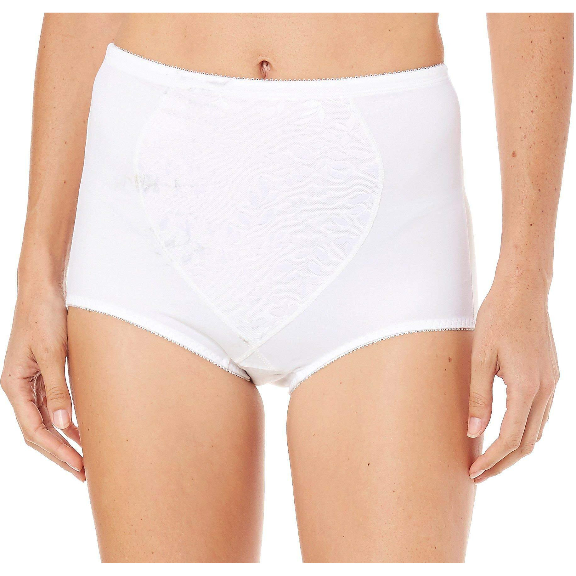 Bali Womens Jacquard Mesh Tummy Panel Firm Control 2-Pack Fajas Dfx710 Shapewear Brief, White Jacquard/White Jacquard, Large Us