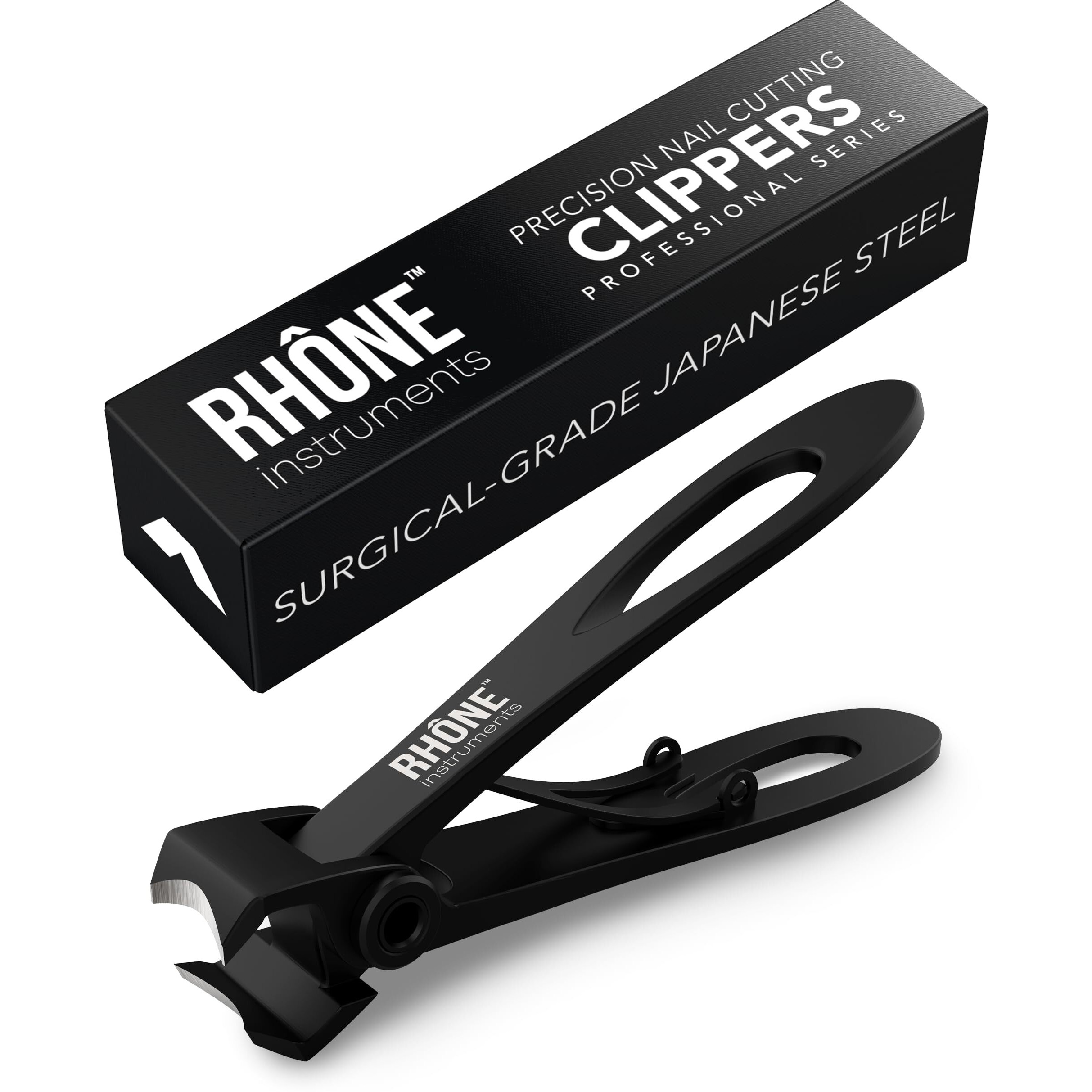 Rhne Instruments Nail Clippers - 420J2 Surgical Grade Japanese Steel, Extra Wide Jaw, Cuts Thick Nails, Professional Sharp Curved Fingernail And Toenail Clipper For Manicure & Pedicure