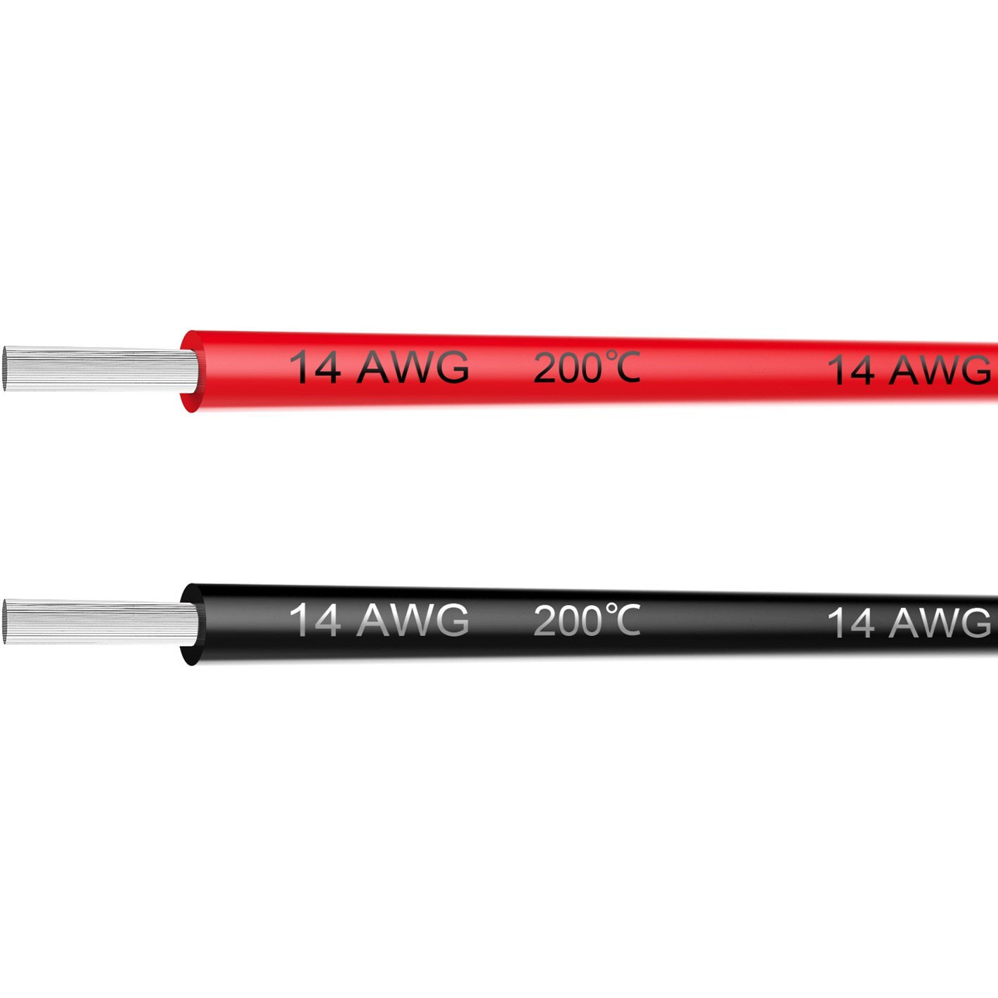 Electrical Wire 14 Awg 14 Gauge Silicone Wire Hook Up Wire Cable 20 Feet [10 Ft Black And 10 Ft Red] Soft And Flexible 400 Strands 0.08 Mm Of Tinned Copper Wire High Temperature Resistance (14Awg)