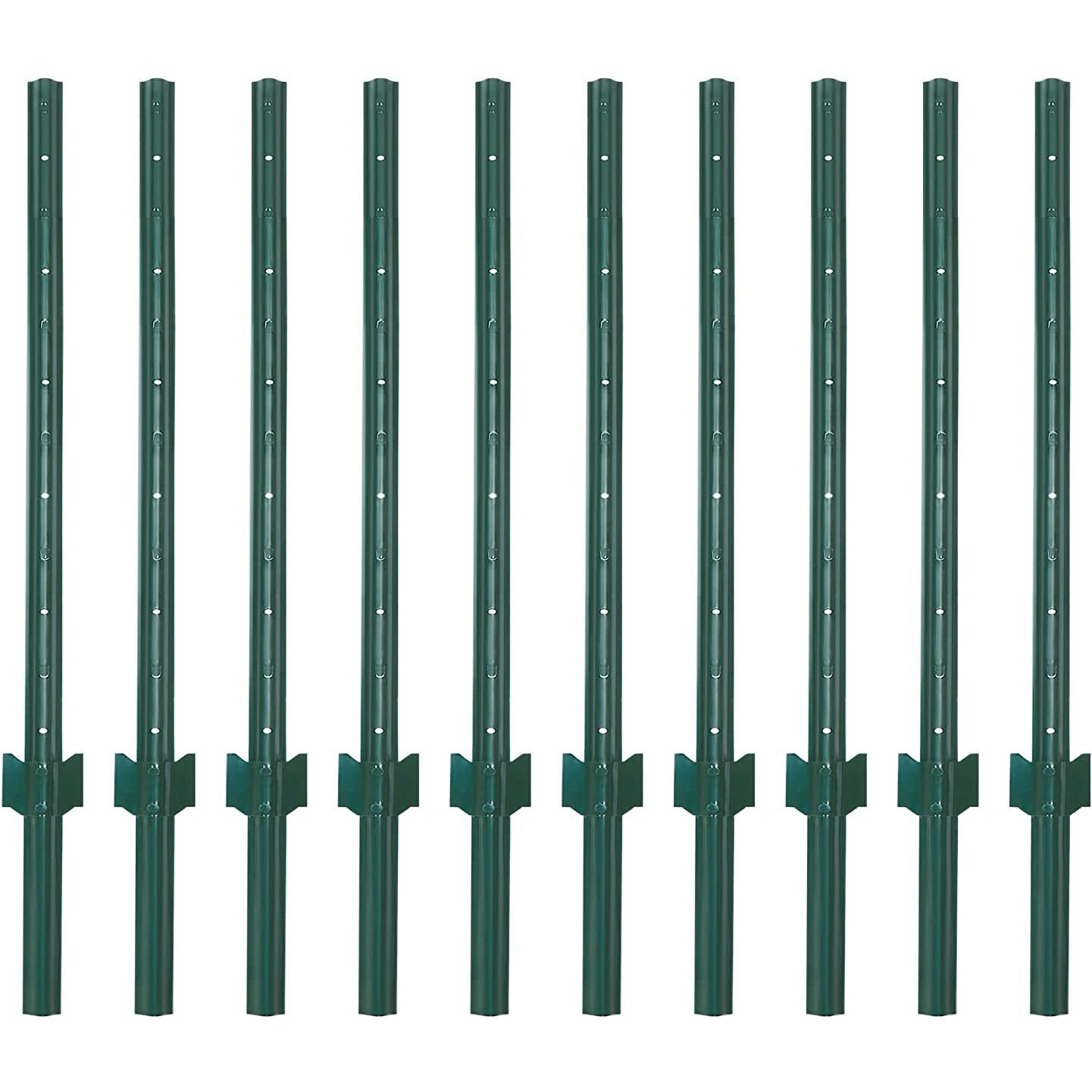 Ladech 3-4-5-6-7 Feet Sturdy Duty Metal Fence Post - Garden U Post For Fencing - 10 Pack (4 Feet)