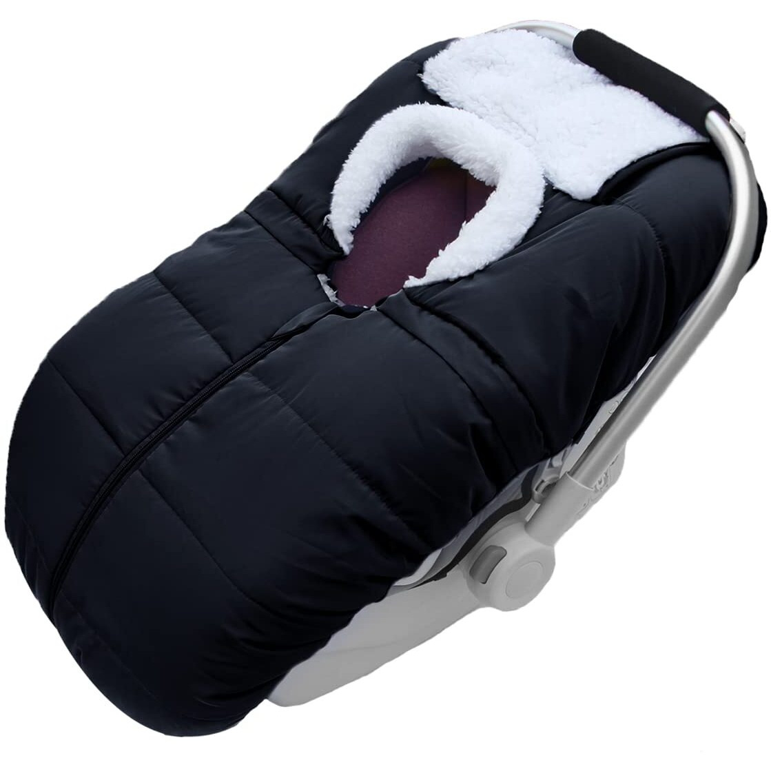 Tsayawa Winter Baby Infant Car Seat Cover - Keep Babies Warm Carseat Bunting Bagblanket For Newborn - Cold Weather Insulated Windproof Carrier Canopy For Travel (Black)