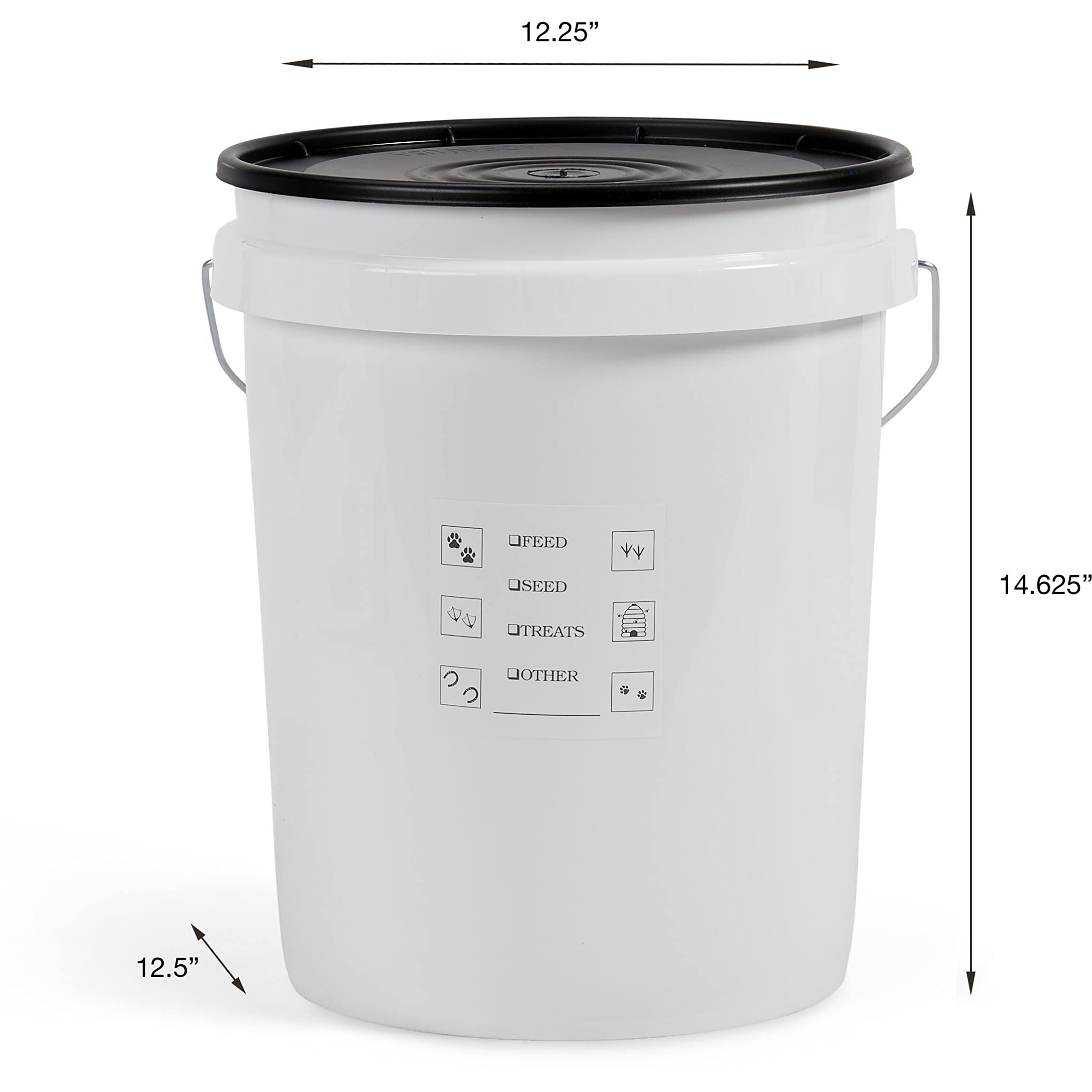 United Solutions Airtight Pet Food Storage Container, 5 Gallon Capacity, Great For Dog Food, Cat Food, Bird Seed, Dry Food Storage, White Container With Black Lid, 2-Pack