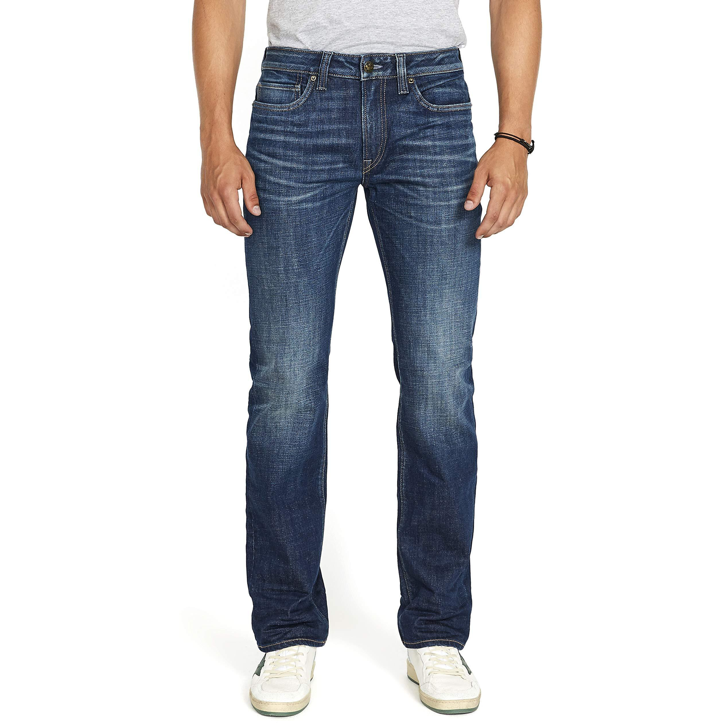 Buffalo David Bitton Men's Relaxed Straight Driven Jeans, Dark Blue Sanded Indigo, 34W X 32L