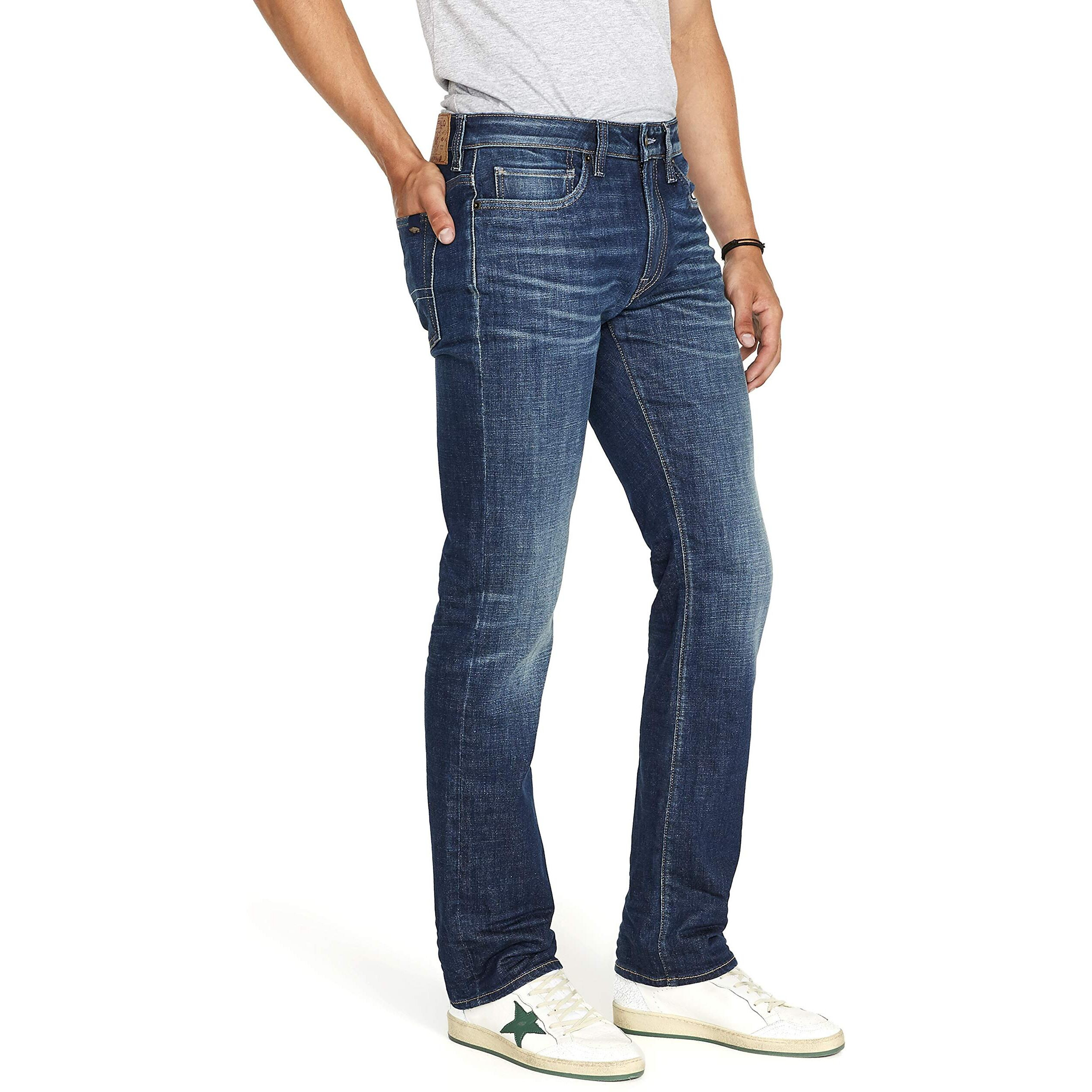 Buffalo David Bitton Men's Relaxed Straight Driven Jeans, Dark Blue Sanded Indigo, 34W X 32L