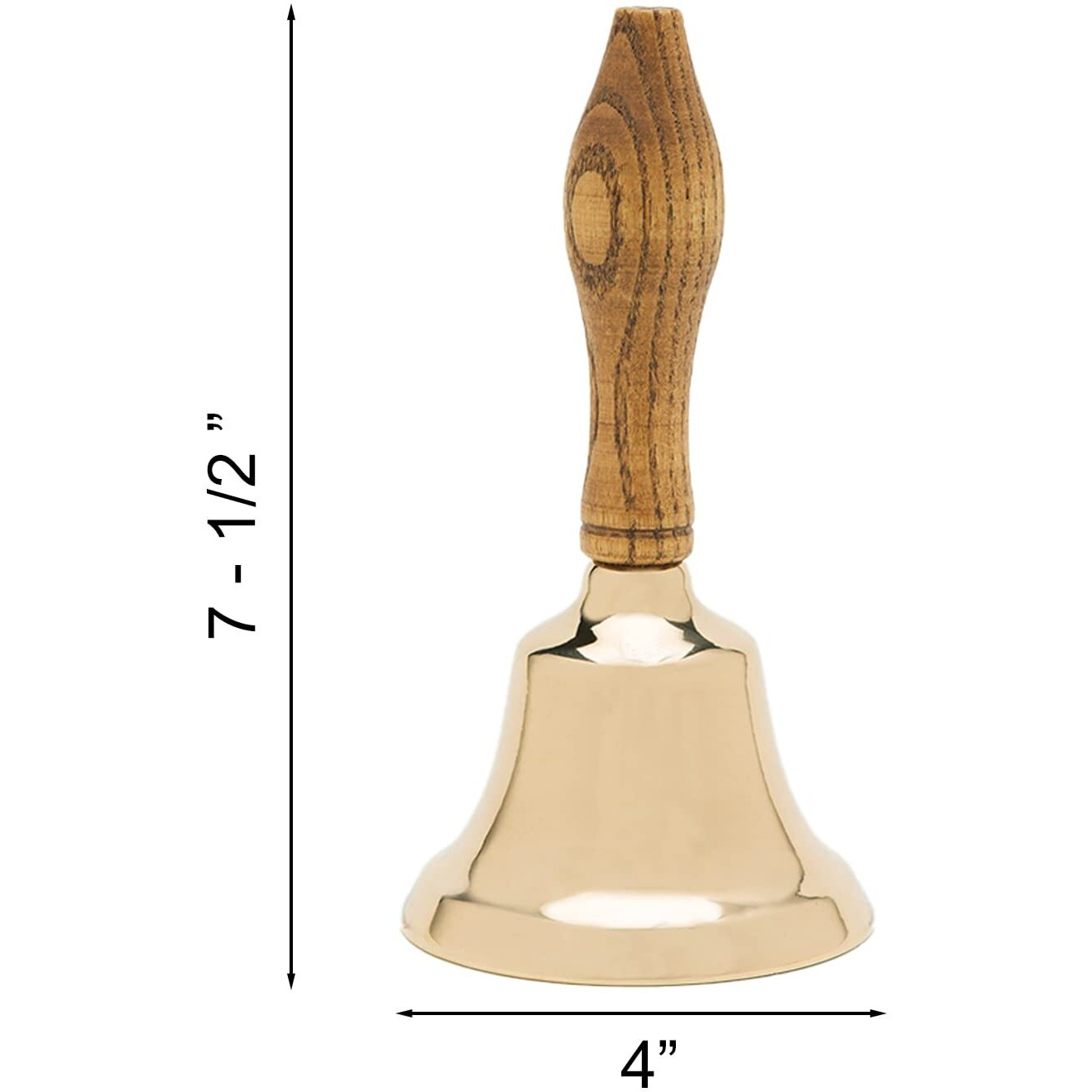 Bevin Bells Solid Brass Hand Bell | 6Hb | New England Hardwood Handle | Elegant Hand Call Bell | Noise Makers | Loud Brass Bells | Easy To Grip Handle | Teacher Handheld Bell | Made In Ct, Usa