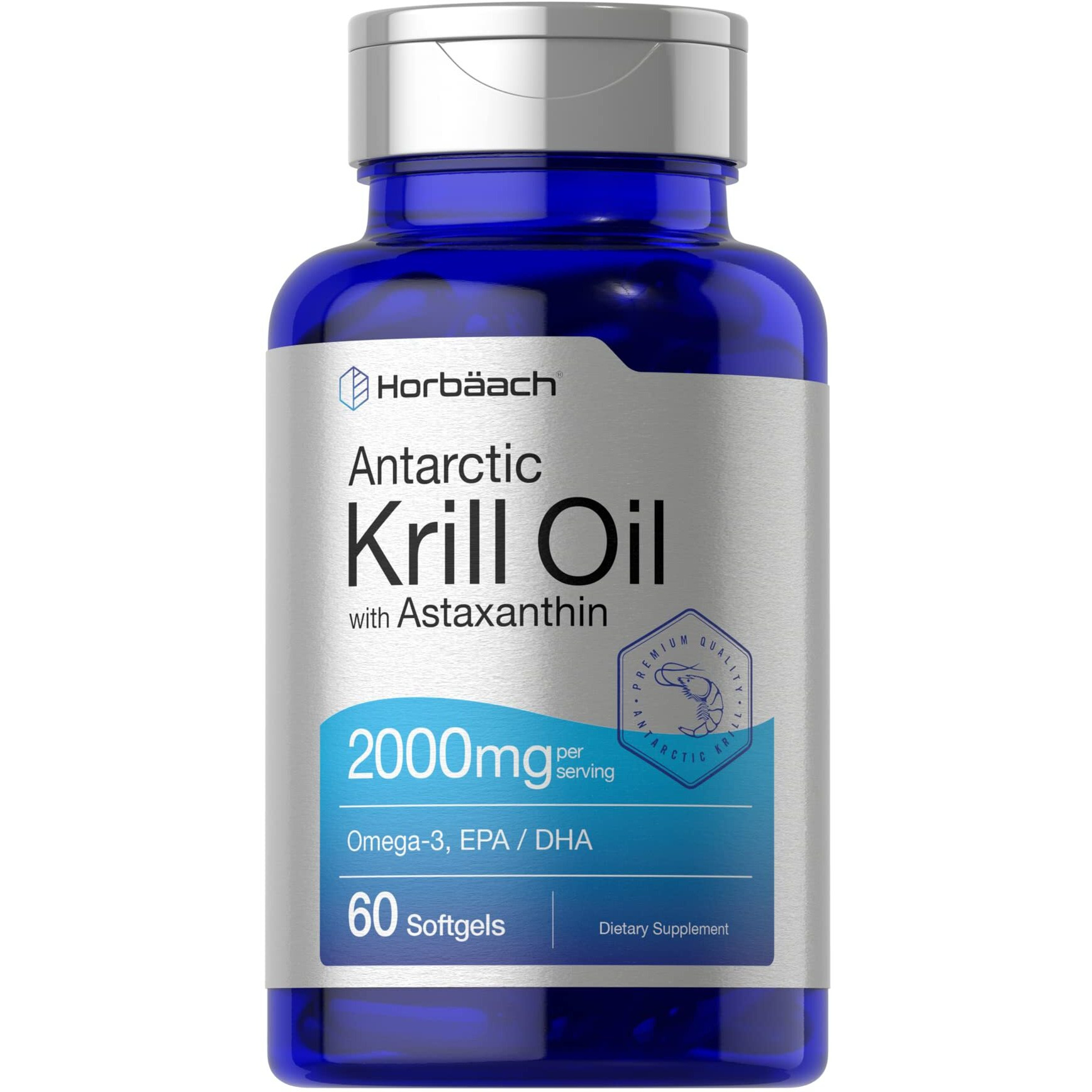 Antarctic Krill Oil 2000Mg | 60 Softgel Capsules | Omega-3, Epa, Dha Supplement | With Astaxanthin | Non-Gmo, Gluten Free | By Horbaach