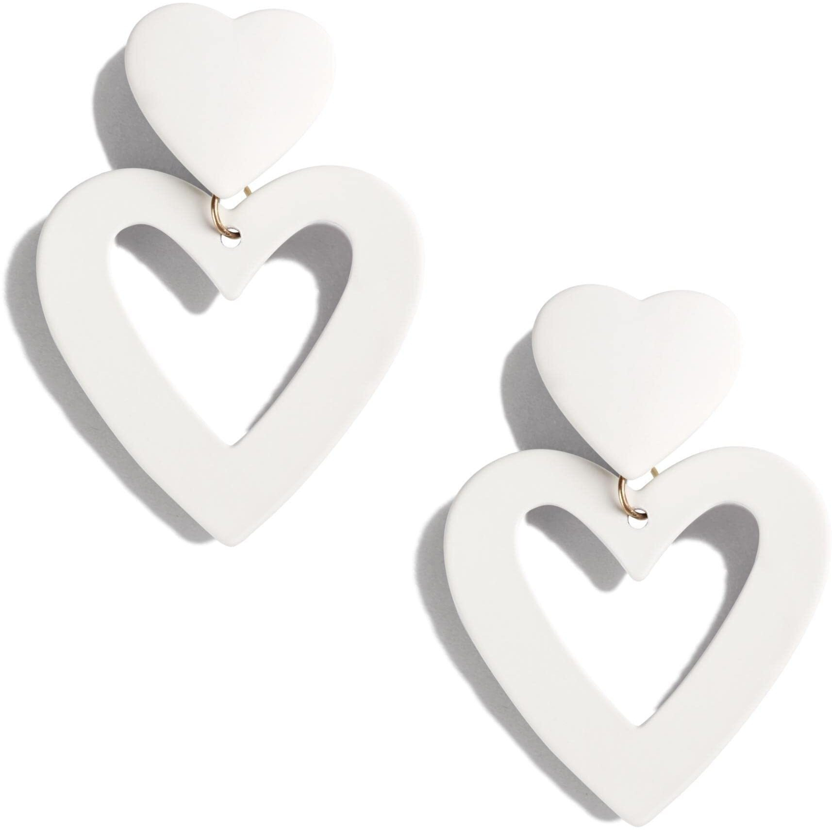 Poptopping Heart Dangle Earrings Love Drop Dangle Earrings White Hearts Dangling Earrings For Women Gifts Valentine's Day (White)