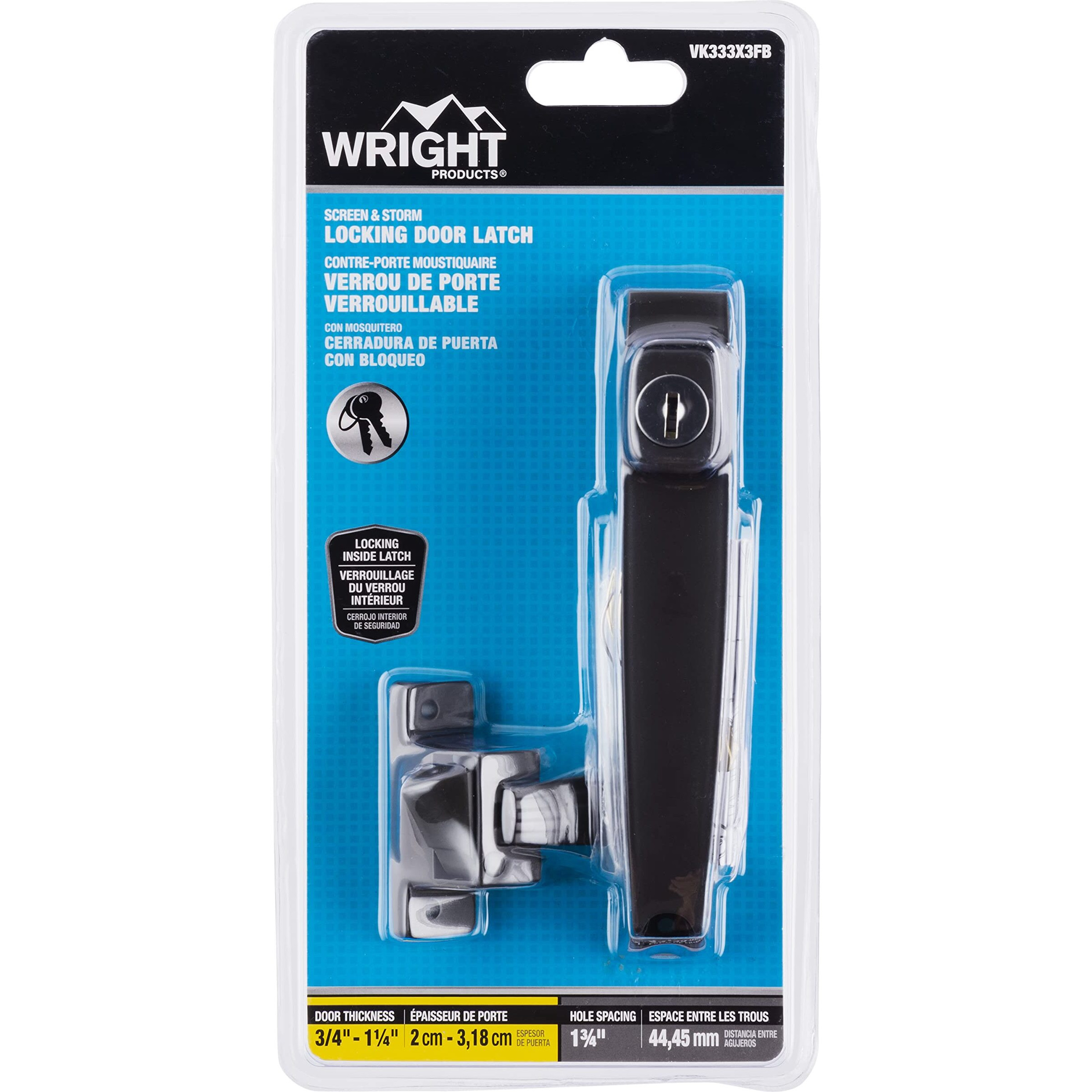 Wright Products - Tie Down Keyed Push Button Door Latch For Screen And Storm Doors, Florida Bronze