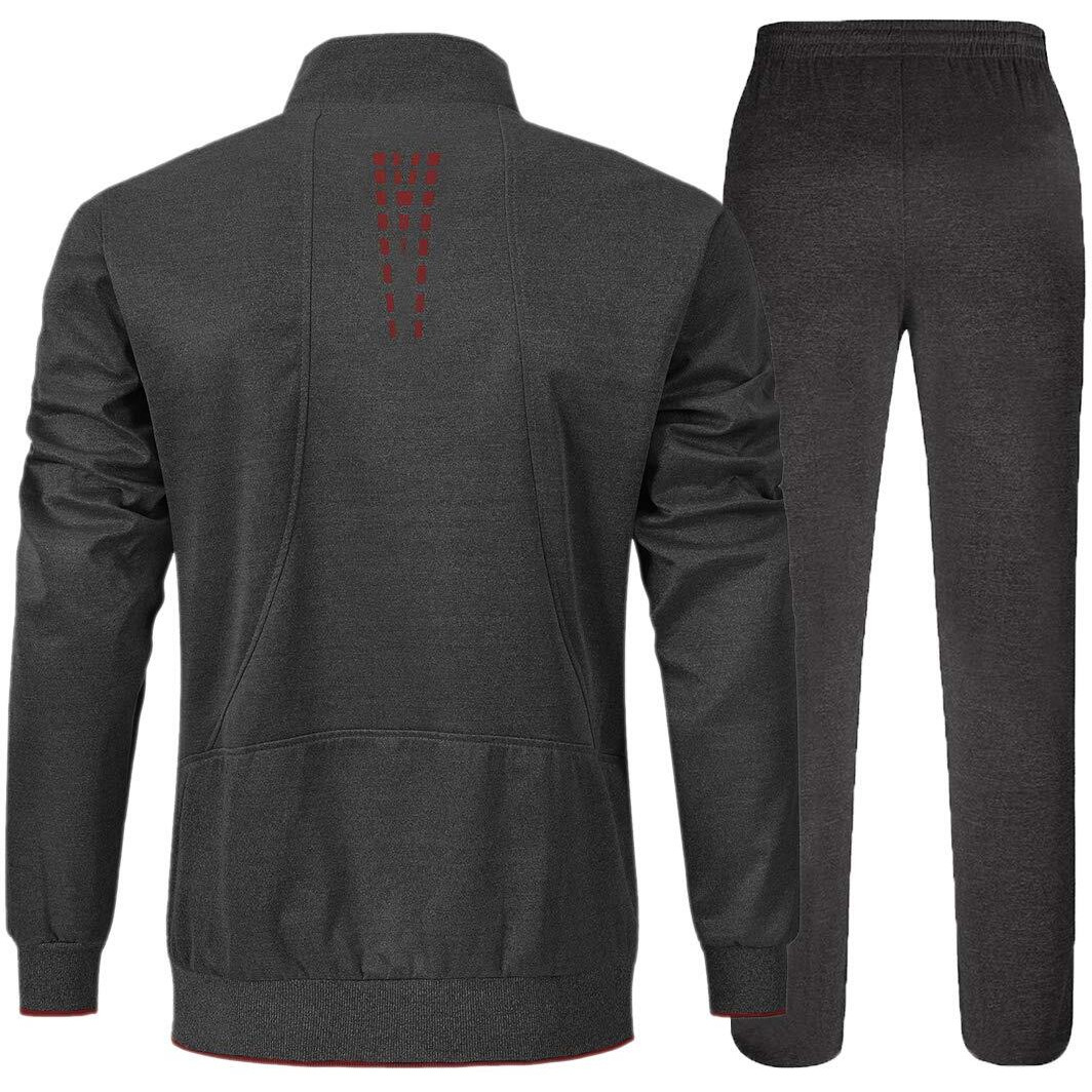 Ysento Mens Tracksuits Gym Workout Training Suits Jogging Suits Sports Casual Sweatsuits Full Grey L
