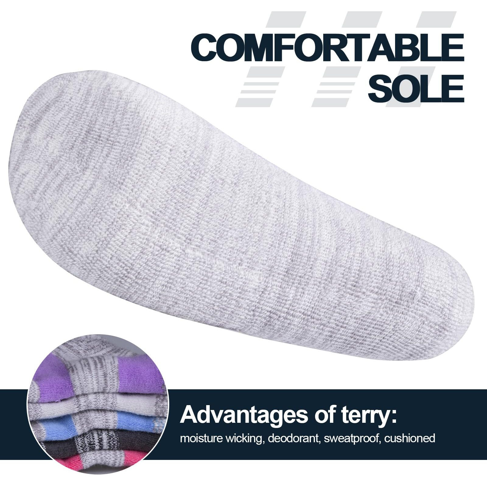 Yuedge Women 's Outdoor Hiking Socks Moisture Wicking Cotton Cushioned Crew Athletic Socks Padded Boot Socks For Women Size 6-9, Mulitcolor, 5 Pairs
