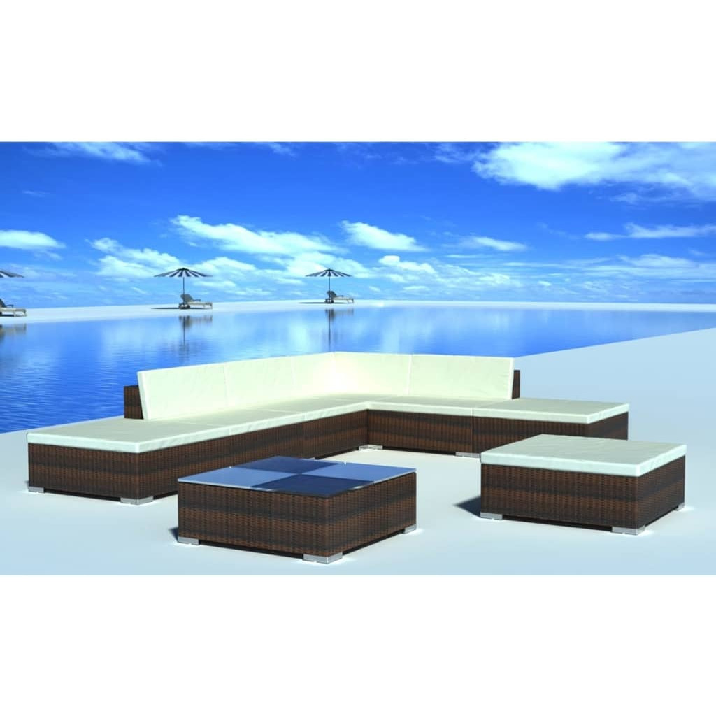 Vidaxl 8 Piece Patio Lounge Set With Cushions Poly Rattan Brown