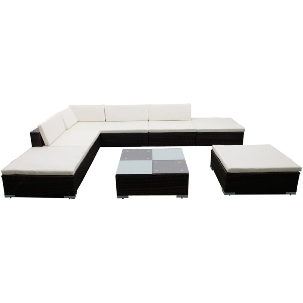 Vidaxl 8 Piece Patio Lounge Set With Cushions Poly Rattan Brown