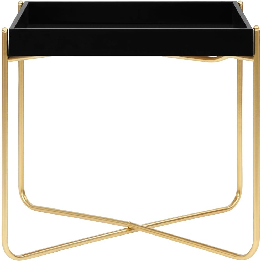 Vidaxl Side Table Black And Gold 15"&quotX15"&quotX15.2"" Mdf