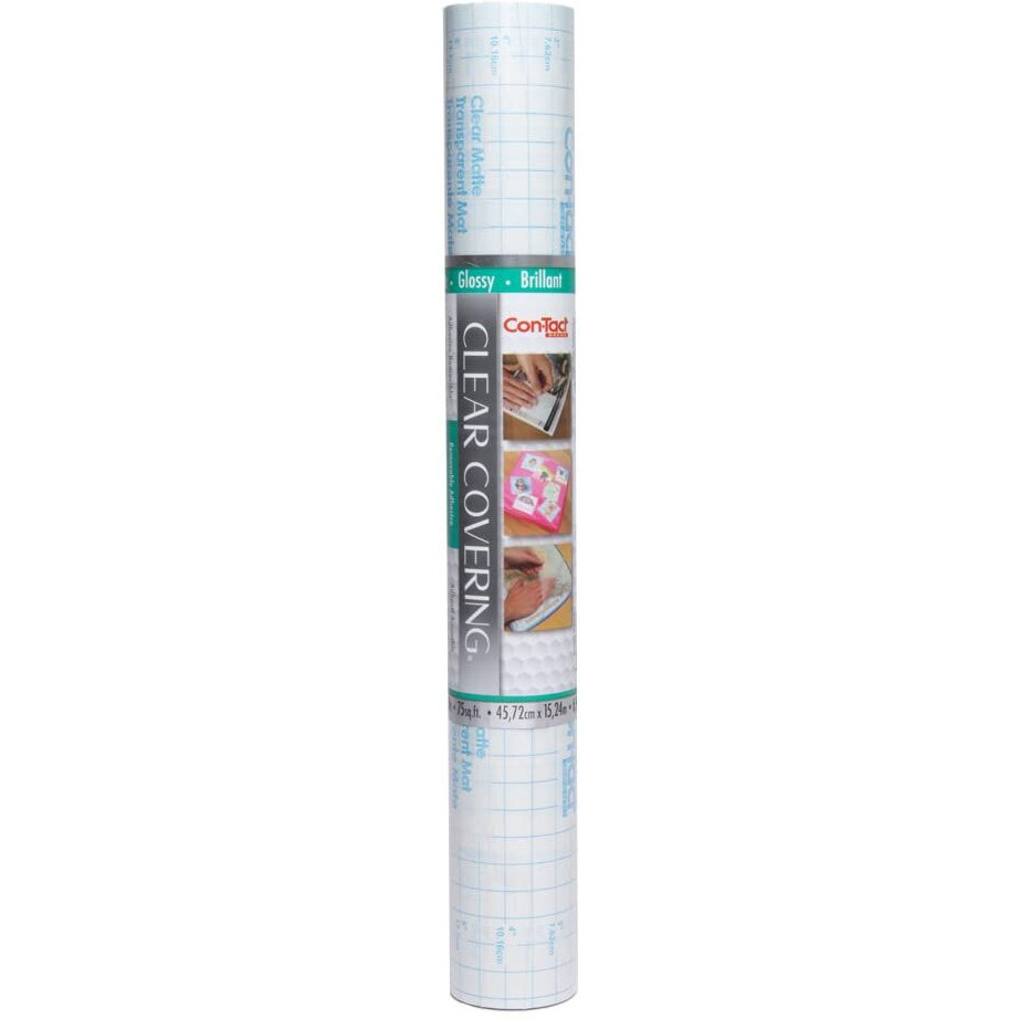 Con-Tact Brand Clear Cover Adhesive Covering, Clear, 18"" X 50 Ft, Glossy