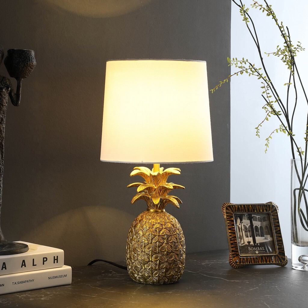 17 Burnished Gold Pineapple Table Lamp