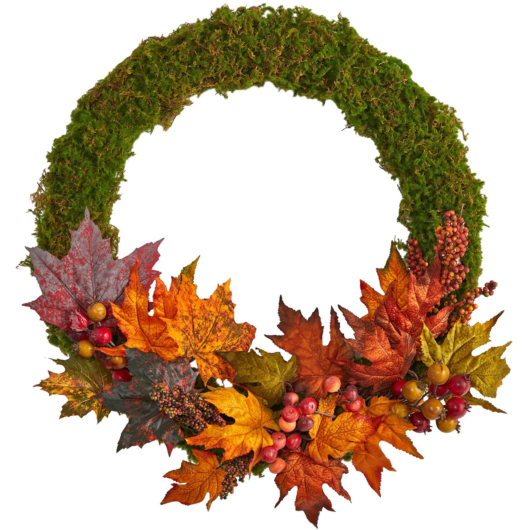 20 Fall Maple Leaf And Berries Artificial Autumn Wreath