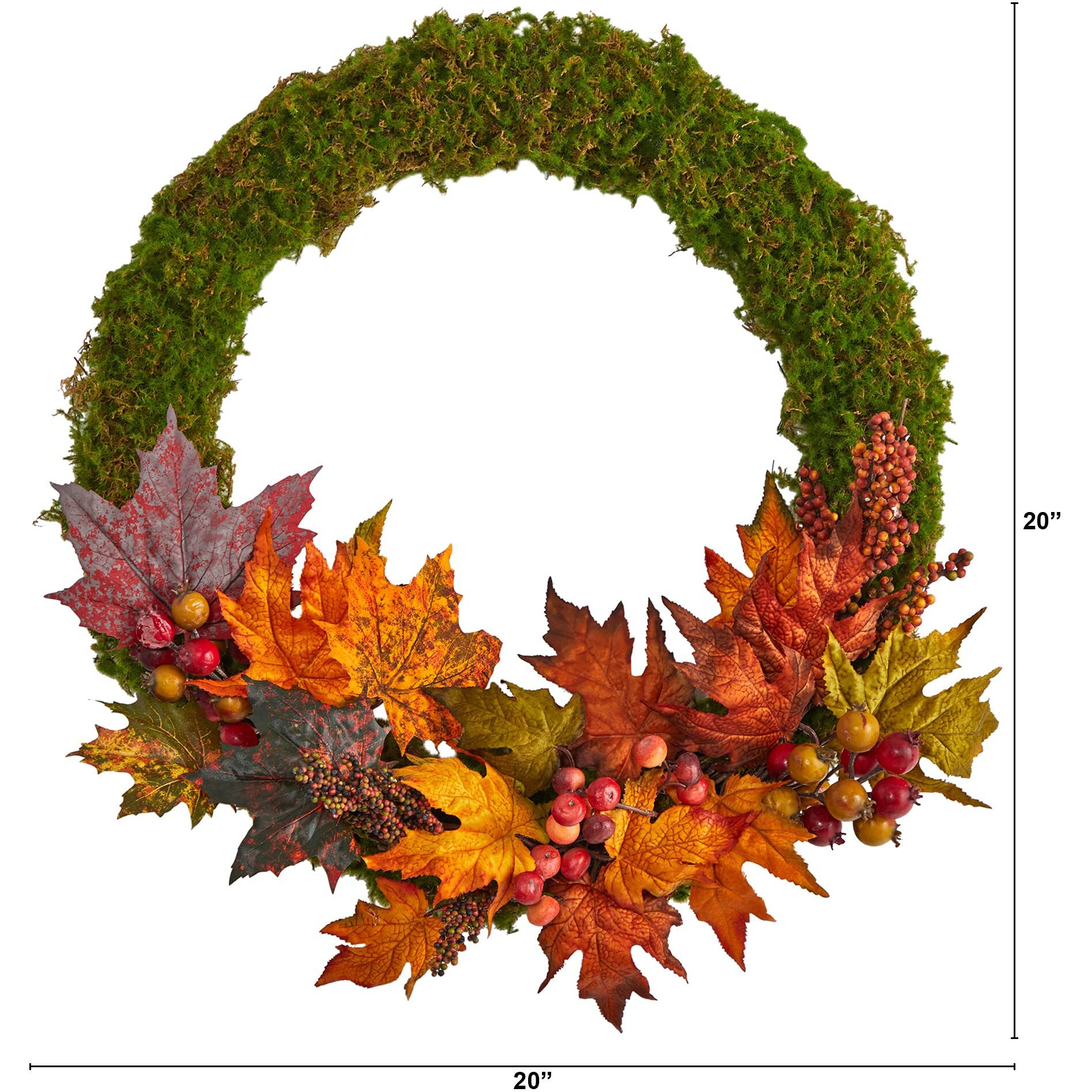 20 Fall Maple Leaf And Berries Artificial Autumn Wreath