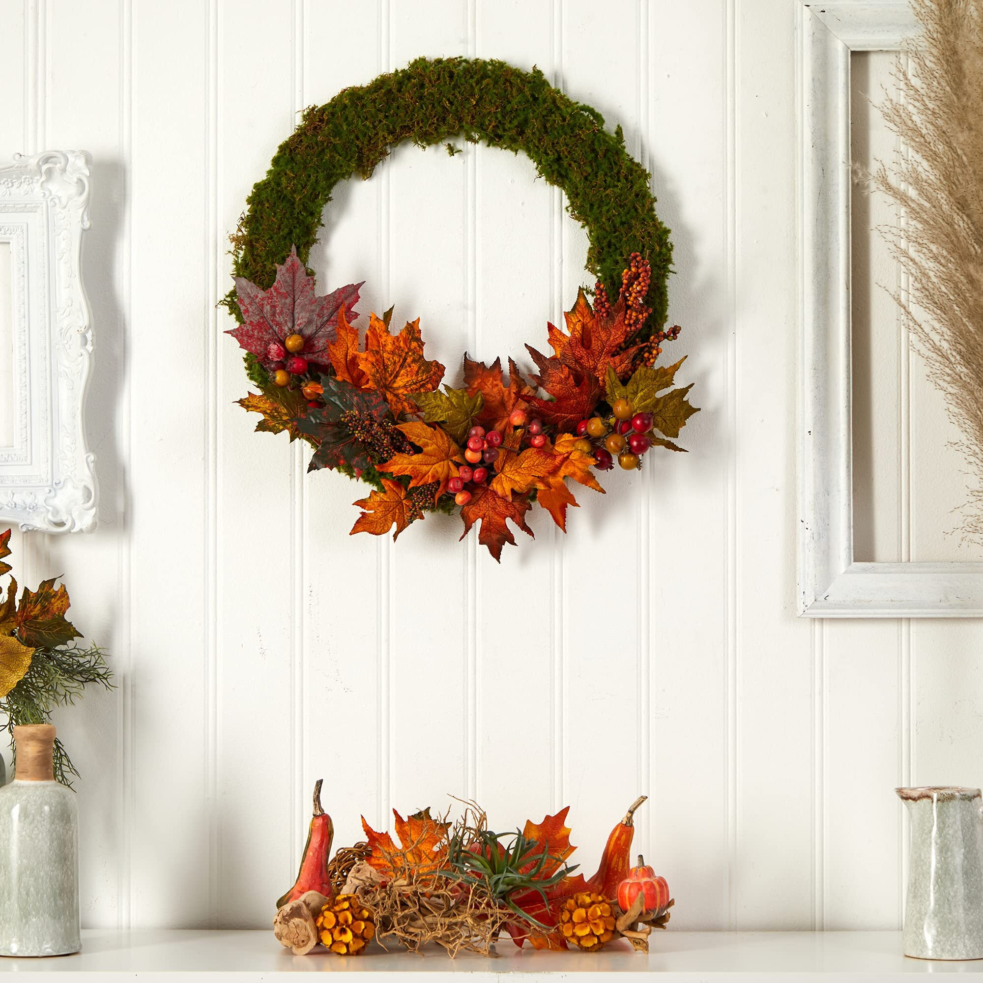 20 Fall Maple Leaf And Berries Artificial Autumn Wreath