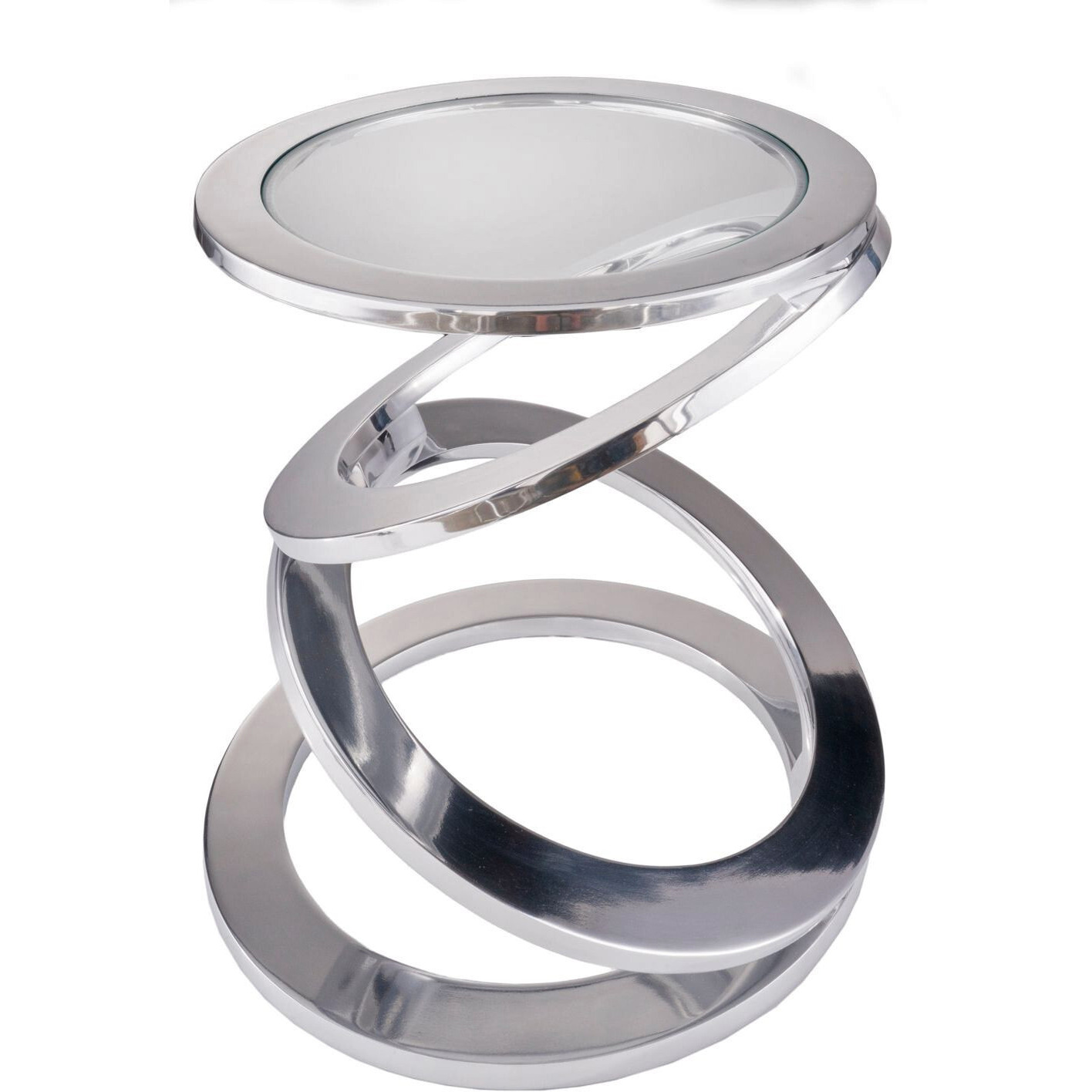 Silver Rings Metal Frame And Glass Top Accent Table