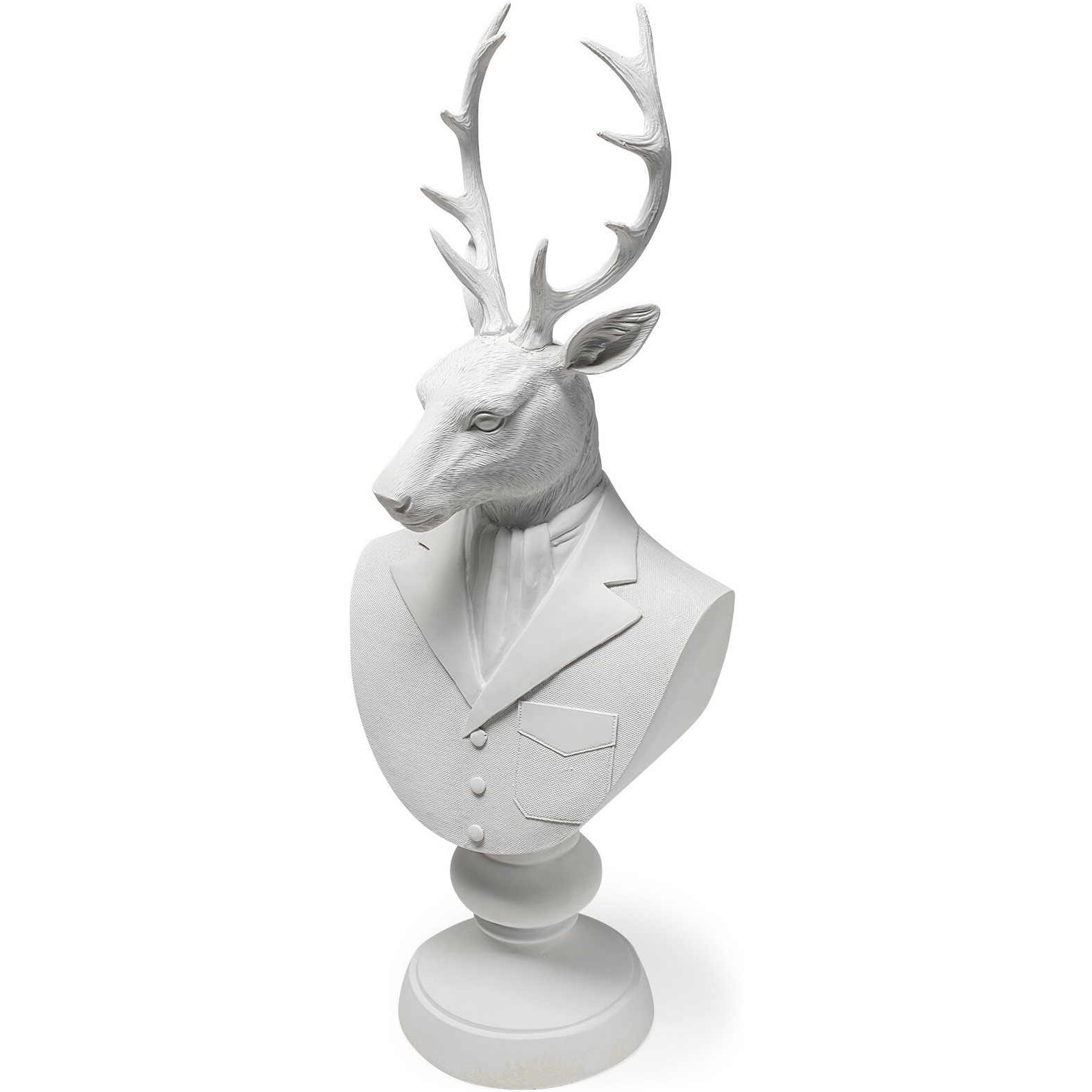 White Resin Suited Deer Bust Decor Piece