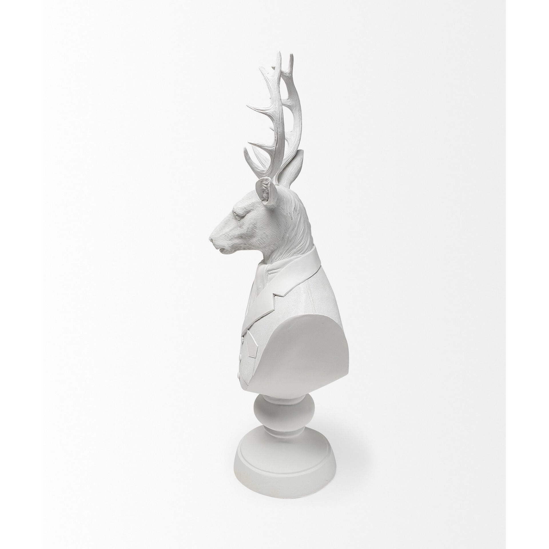 White Resin Suited Deer Bust Decor Piece