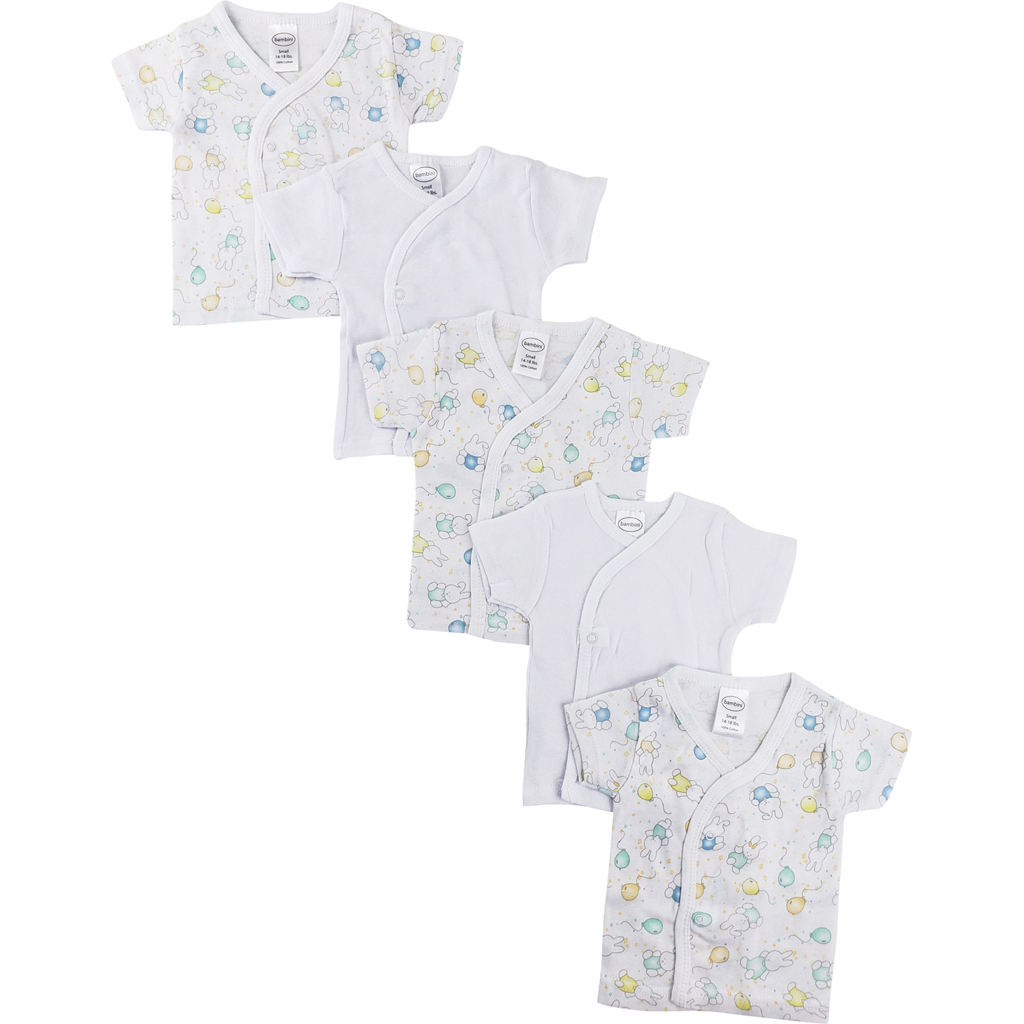 White Side Snap Short Sleeve Shirt - 5 Pack