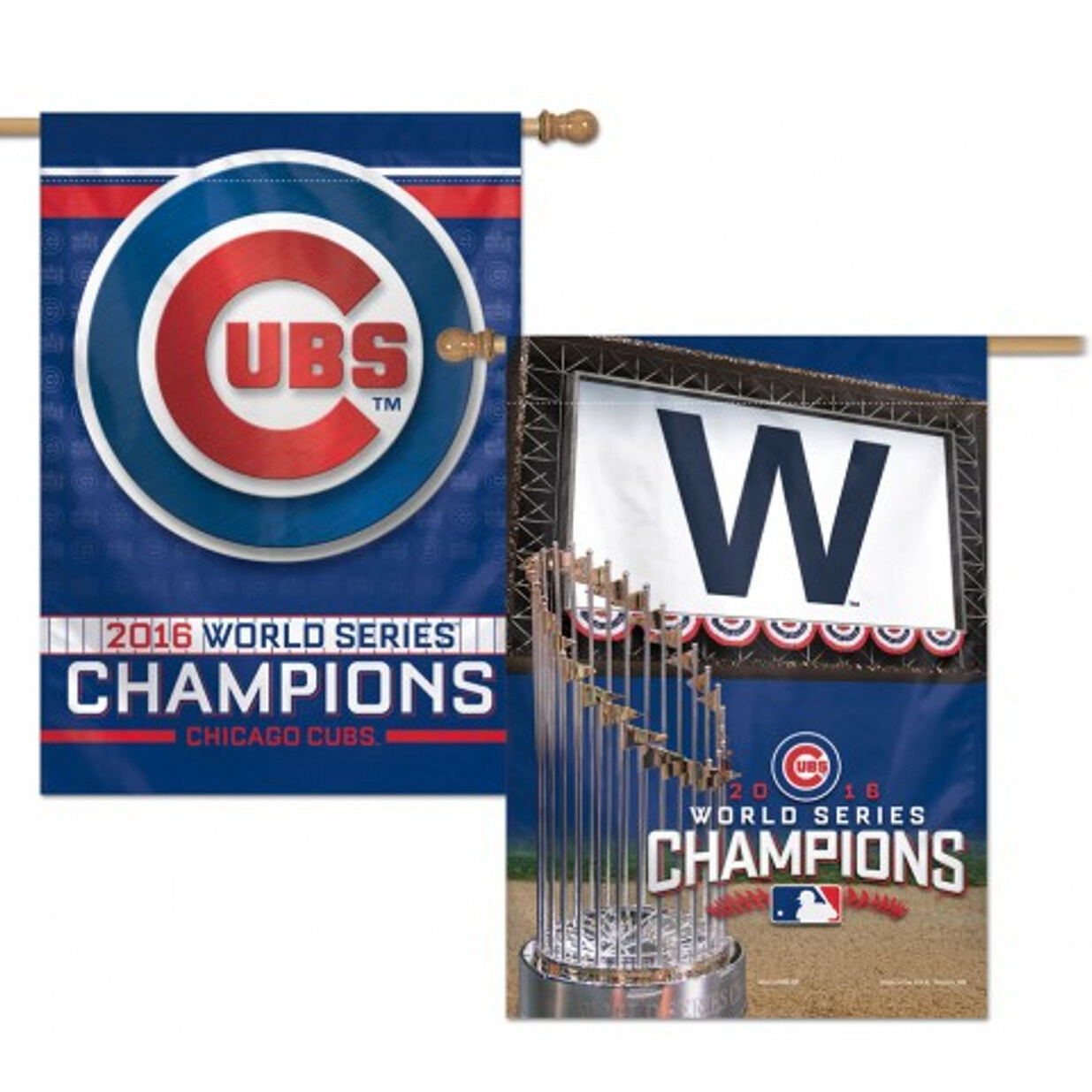 Chicago Cubs Banner 28X40 Vertical 2 Sided 2016 World Series Champs Design Co