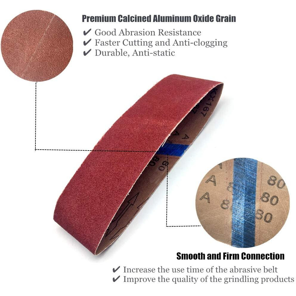 3 X 18 Inch Sanding Belts | 60 Grit Aluminum Oxide Sanding Belt | Premium Abrasive Paper For Portable Belt Sander 3X18, 24 Pack (3X18In,60 Grit)