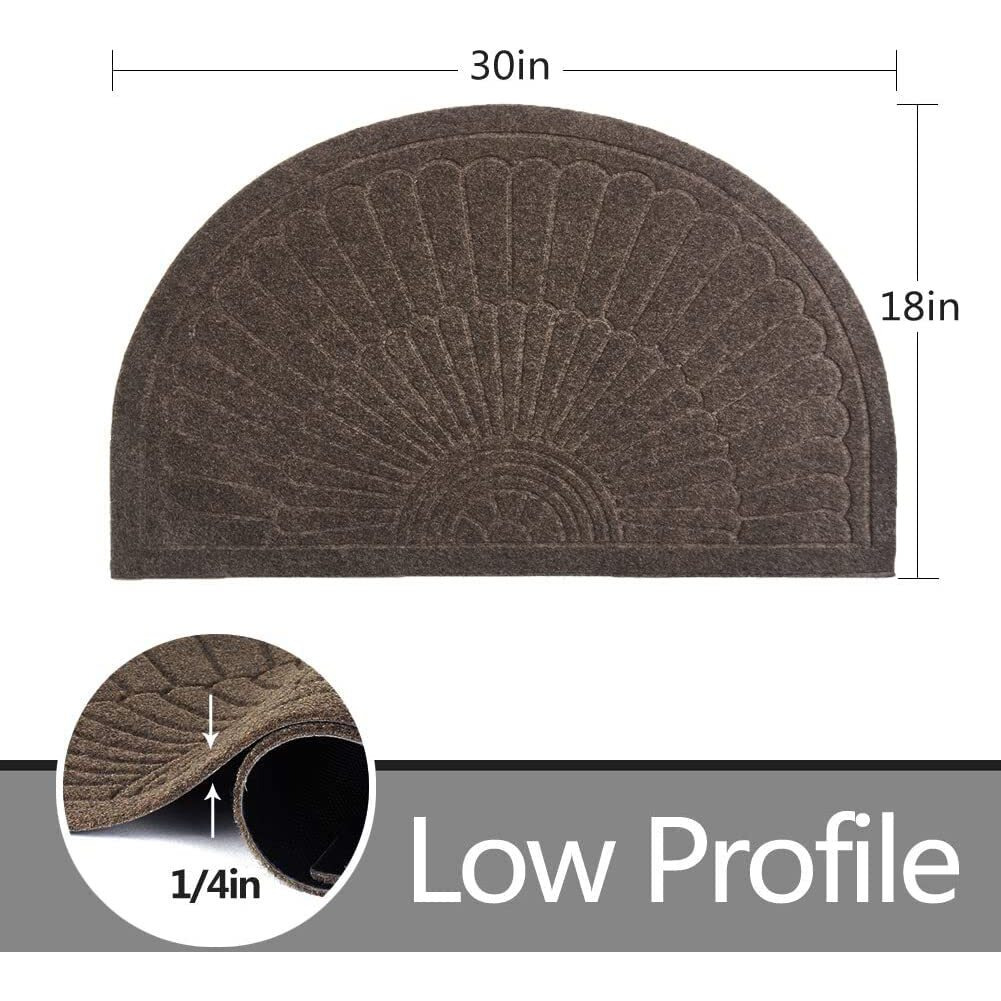 Durable Entrance Door Mat, Non-Slip Welcome Doormat Inside, Outdoor, Easy Clean Waterproof Half Round Entrance Rug Floor Mats,Patio(18''X30'')