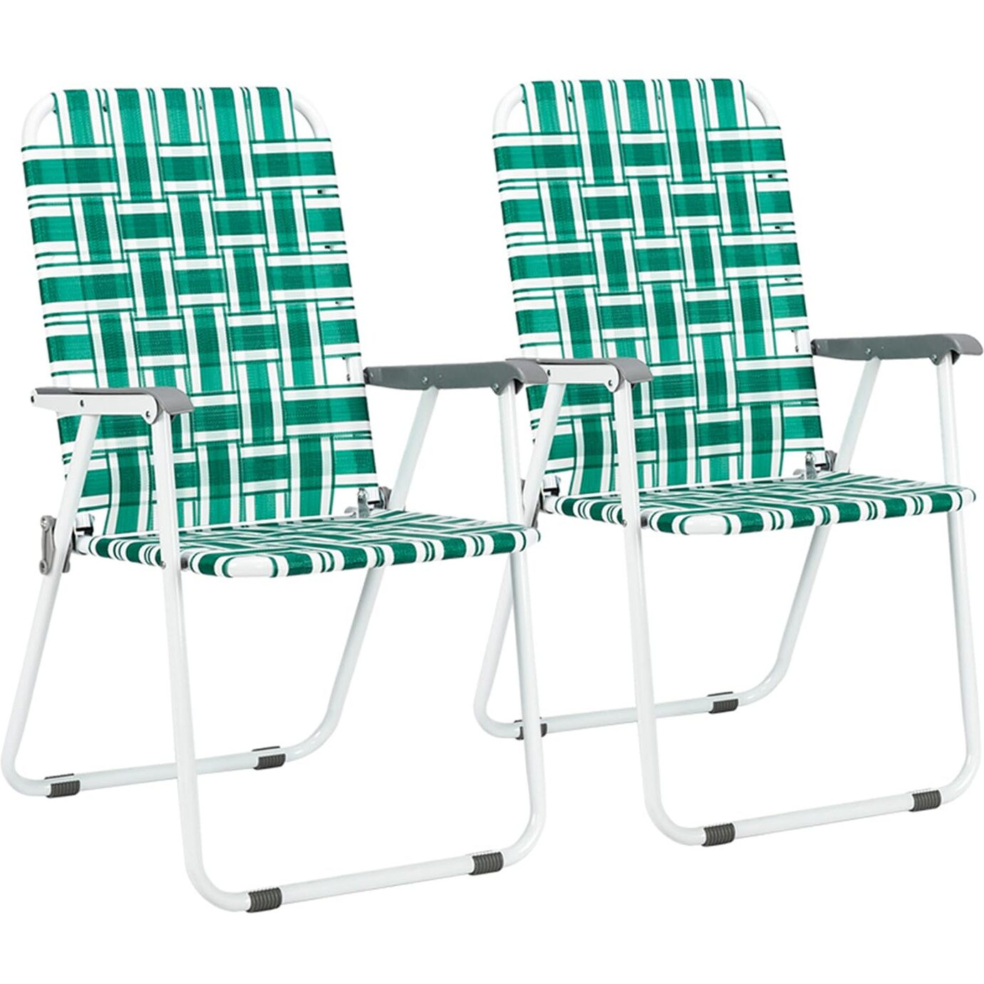 Vingli Patio Lawn Webbed Folding Chairs Set Of 4, Outdoor Beach Chair Portable Dining Chair For Ir For Outdoor Yard, Garden(Green, Classic)