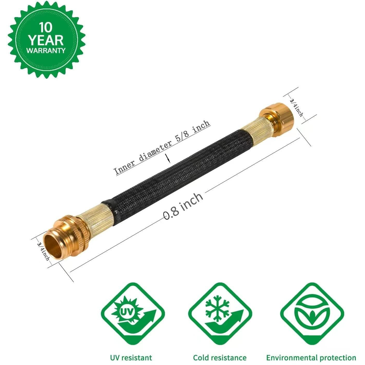 Persevere 0.8Ft Garden Hose Extension Flexible Water Hose Adapter Short Connector Hose With Integrated Spiral Tube For Hose Reel/Rv/Dehumidifier
