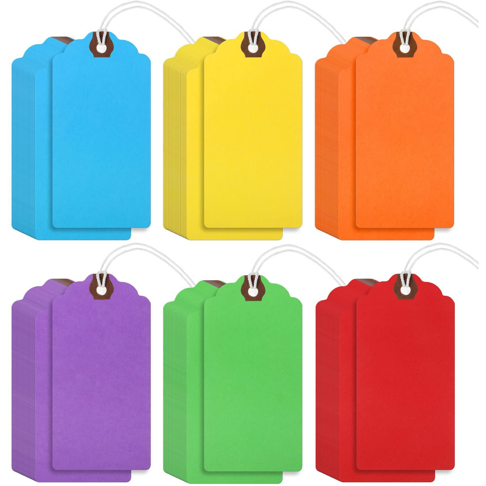 4 3/4-In X 2 3/8-In Manila Tags Shipping Tags With String Attached Inventory Tags Luggage Paper Tag Present Tags Cardboard Tags With String Hang Label Tags With Reinforced Hole (Rainbow Colors)