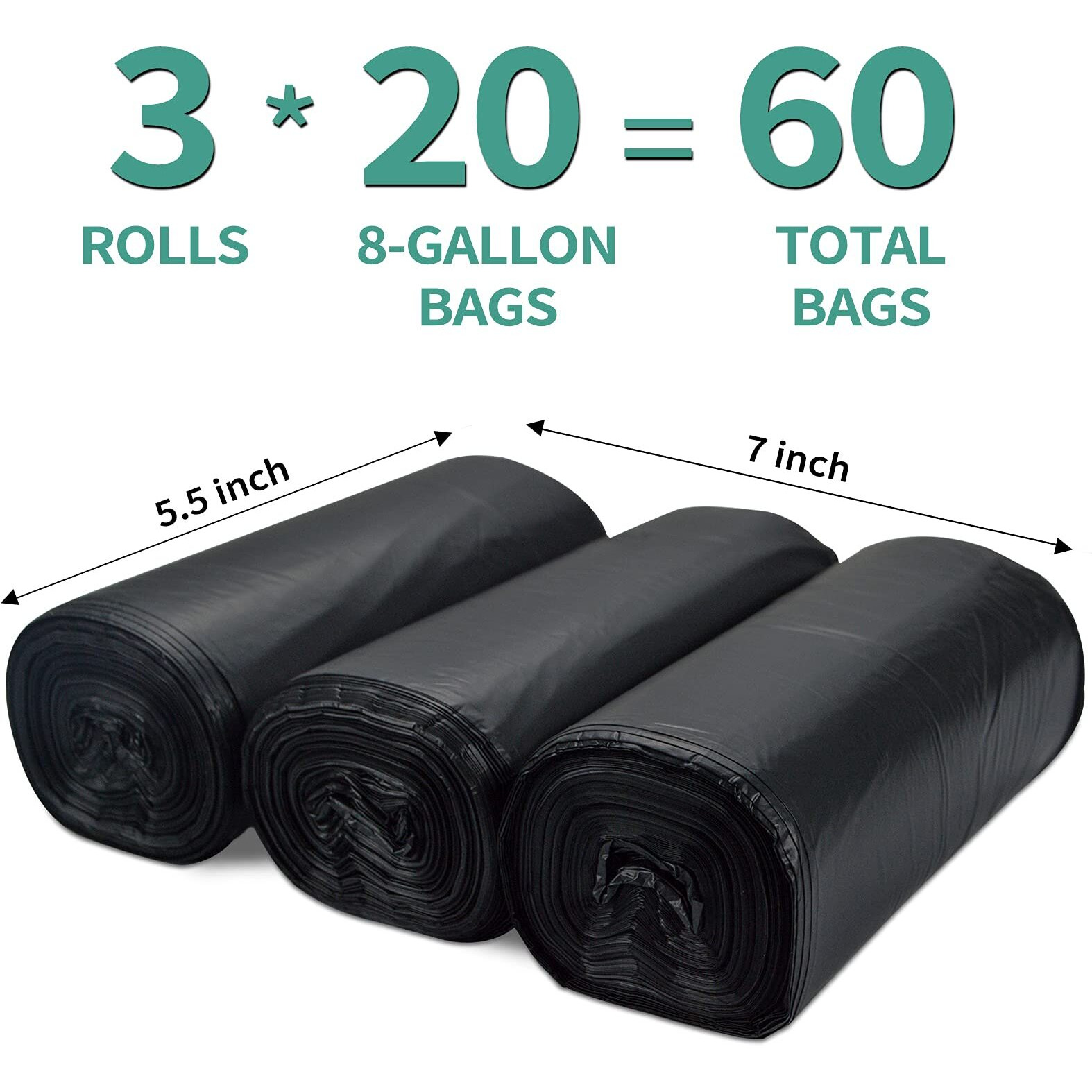 Sailortenx 60 Portable Toilet Bags 100% Compostable 8 Gallon Camping Toilet Bags Use With 5 Gallon Bucket Toilet Waste Bags, Disposable Biodegradable Camping Poop Bags For Outdoor Camping Potty Bags