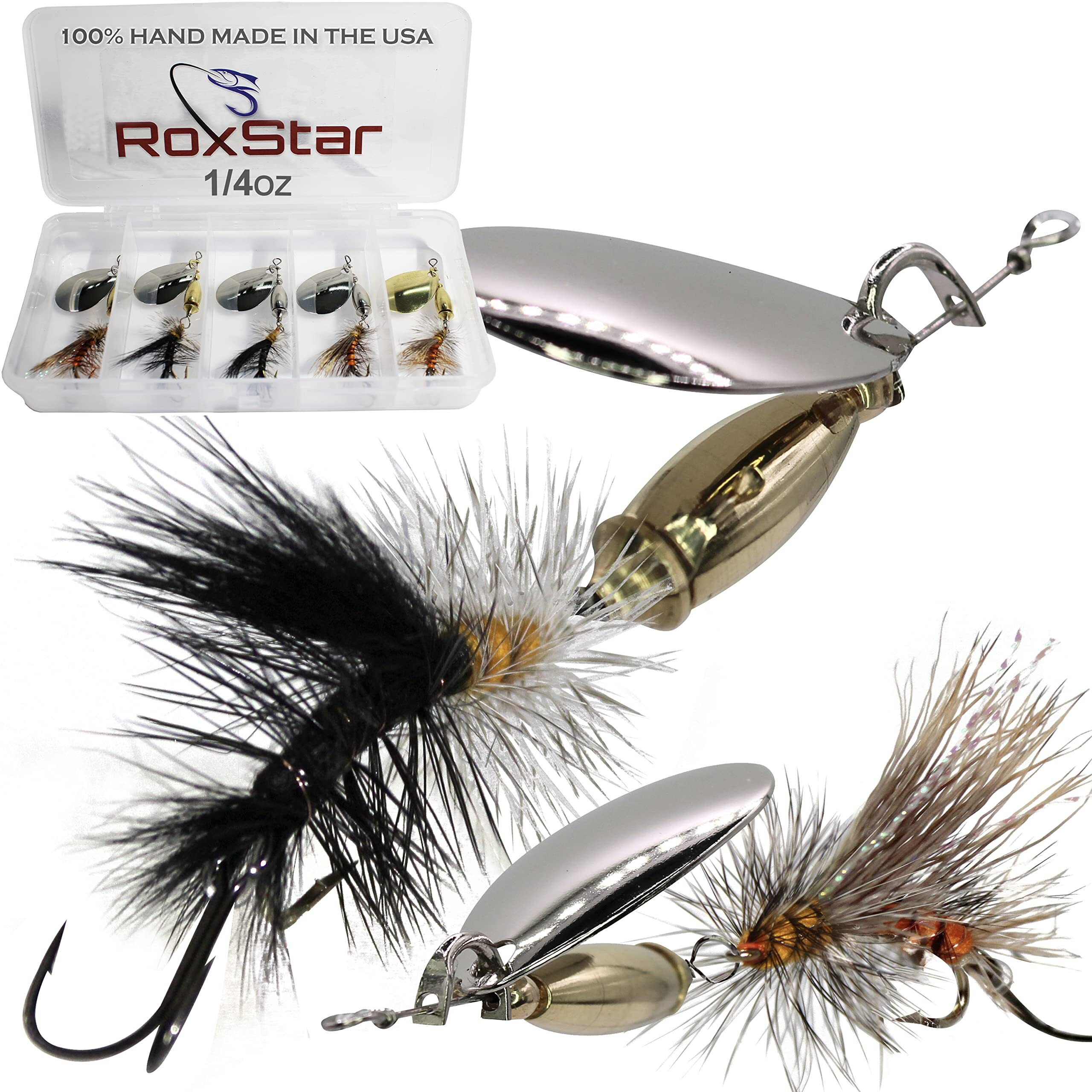 Roxstar Fly Strikers 1/4Oz Spinners - Hand-Crafted In The Usa - Proven Nationwide Most Versatile Fishing Spinner For Bass, Trout, Pike, Steelhead- Stop Fishing - Start Catching
