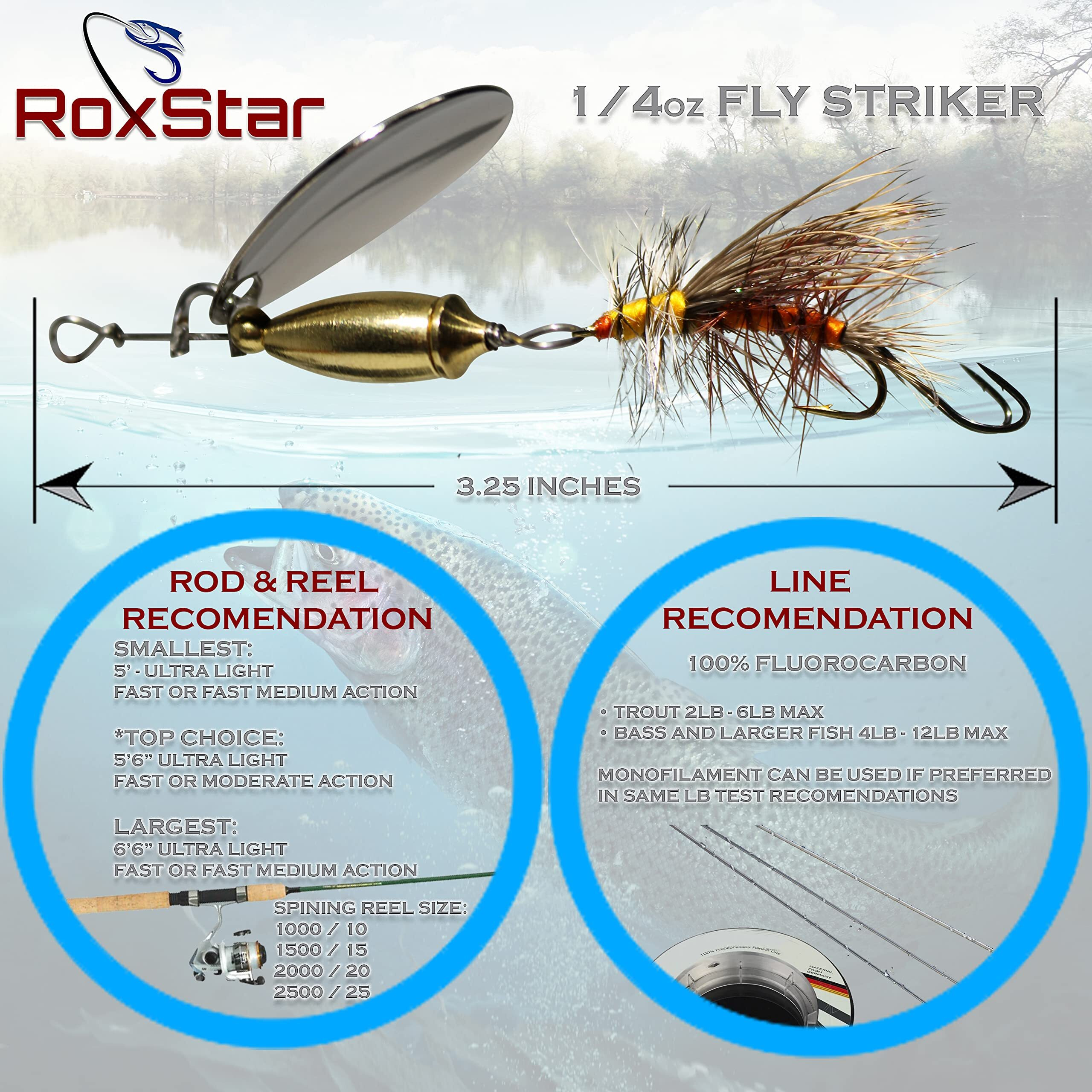 Roxstar Fly Strikers 1/4Oz Spinners - Hand-Crafted In The Usa - Proven Nationwide Most Versatile Fishing Spinner For Bass, Trout, Pike, Steelhead- Stop Fishing - Start Catching