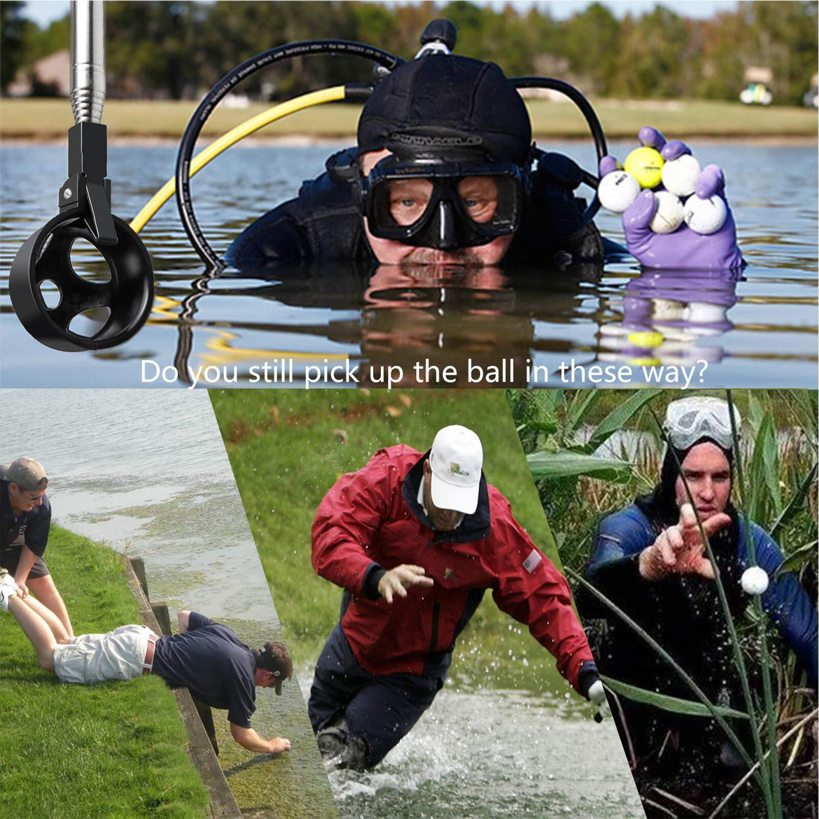 Prowithlin Golf Ball Retriever, Golf Ball Retriever Telescopic For Water With Automatic Locking Scoop, Ball Retriever Tool Golf With Grabber Tool, Golf Accessories Golf Gift For Men (9Ft)