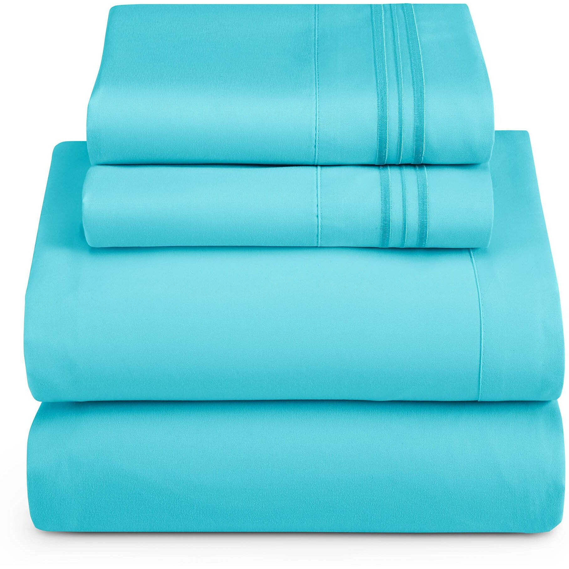 Clara Clark King Sheets Set, Deep Pocket Bed Sheets For King Size Bed - 4 Piece King Size Sheets, Extra Soft Bedding Sheets & Pillowcases, Beach Blue Sheets King