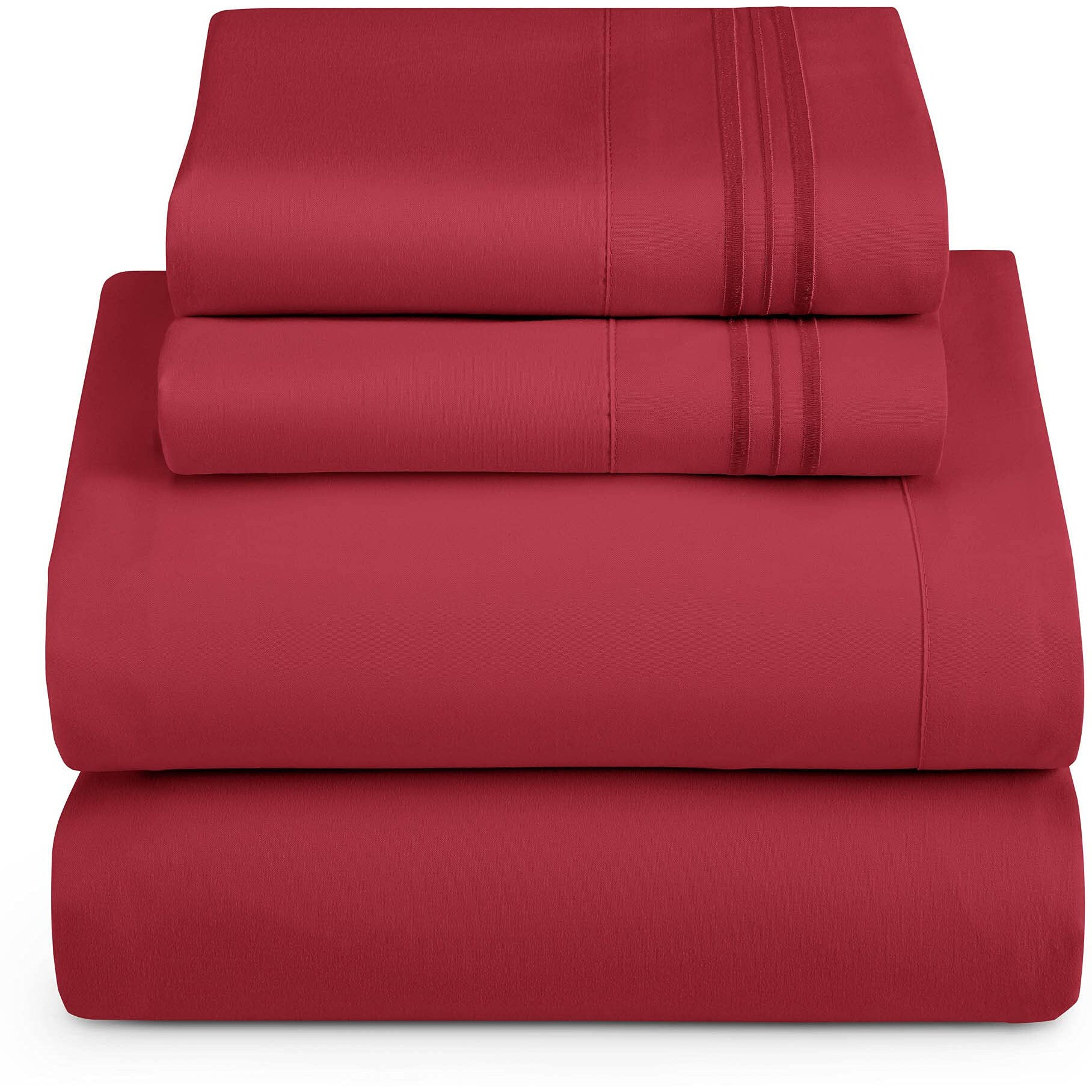 Clara Clark Full Sheets Set, Deep Pocket Bed Sheets For Full Size Bed - 4 Piece Full Size Sheets, Extra Soft Bedding Sheets & Pillowcases, Burgundy Red Sheets Full