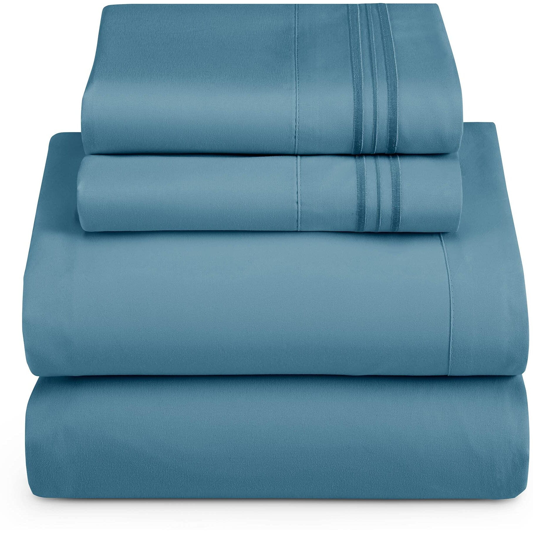 Clara Clark Queen Sheets Set, Deep Pocket Bed Sheets For Queen Size Bed - 4 Piece Queen Size Sheets, Extra Soft Bedding Sheets & Pillowcases, Blue Heaven Sheets Queen