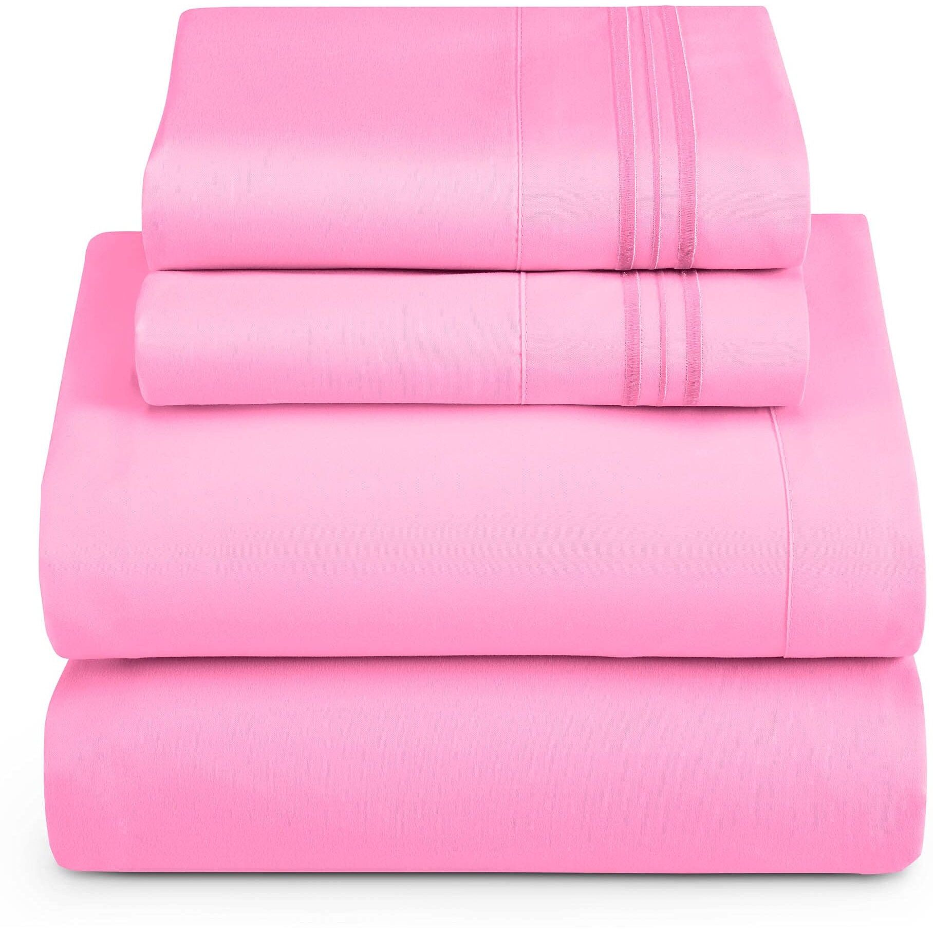 Clara Clark King Sheets Set, Deep Pocket Bed Sheets For King Size Bed - 4 Piece King Size Sheets, Extra Soft Bedding Sheets & Pillowcases, Light Pink Sheets King