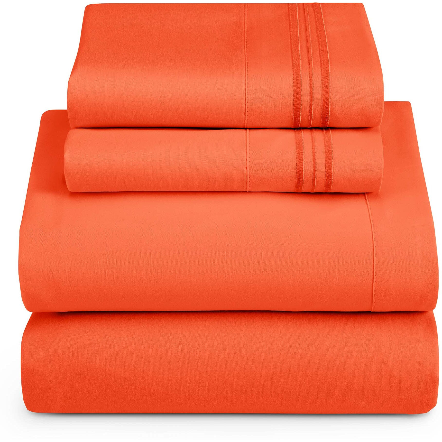 Clara Clark King Sheets Set, Deep Pocket Bed Sheets For King Size Bed - 4 Piece King Size Sheets, Extra Soft Bedding Sheets & Pillowcases, Orange Sheets King